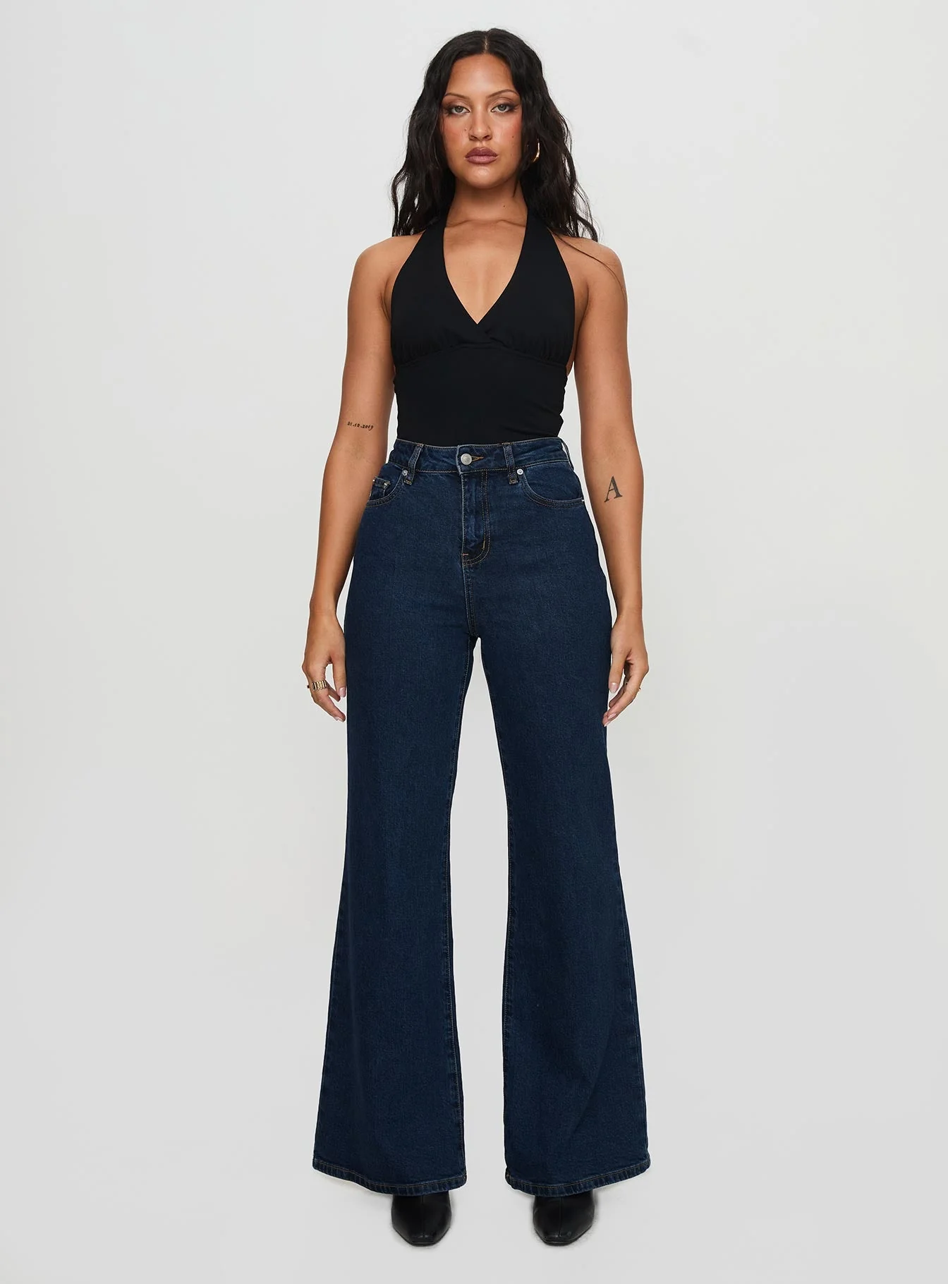 Thearlie High Rise Flared Jeans Dark Wash - Image 8