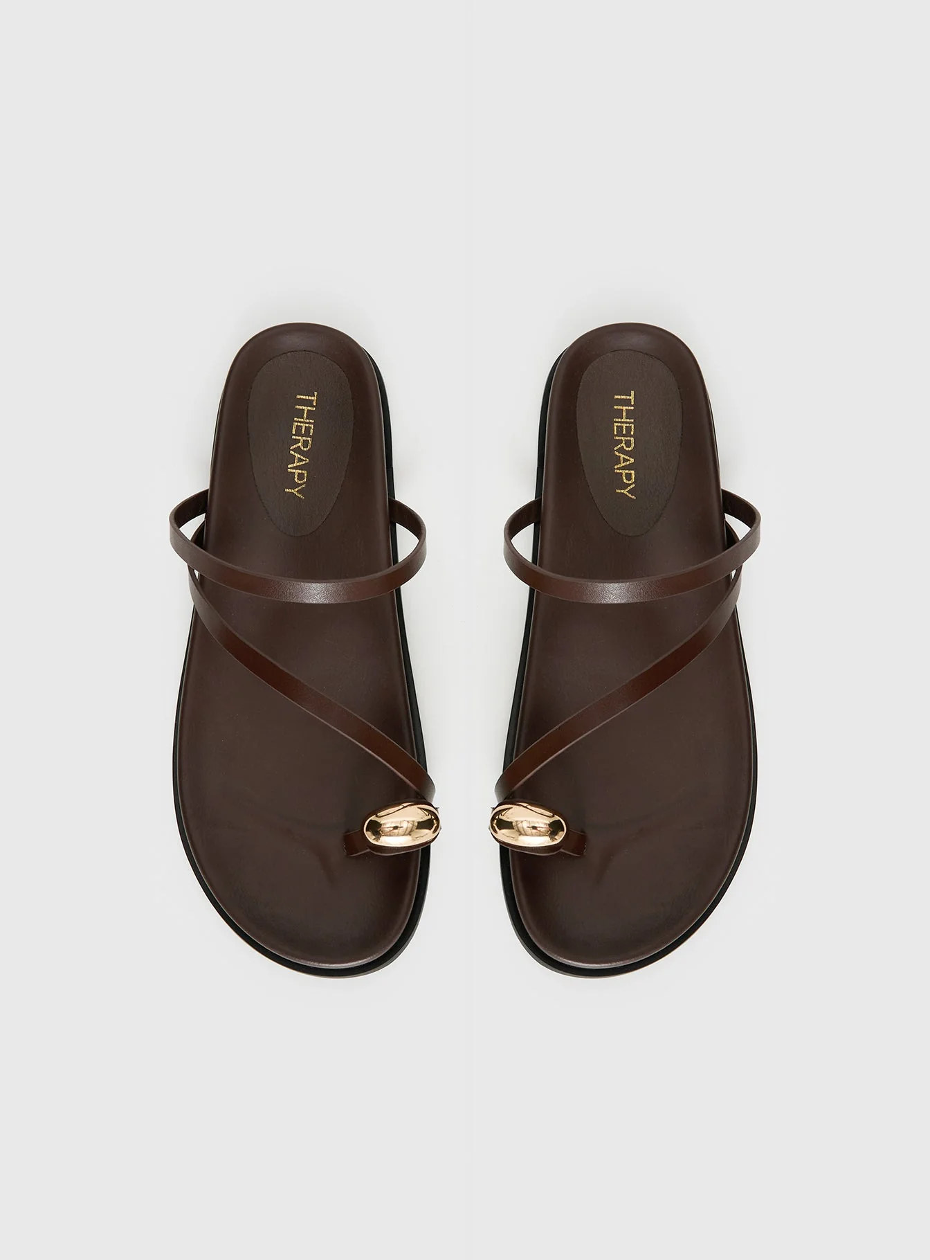 Therapy Alba Hardware Detail Sandals Chocolate - Image 5