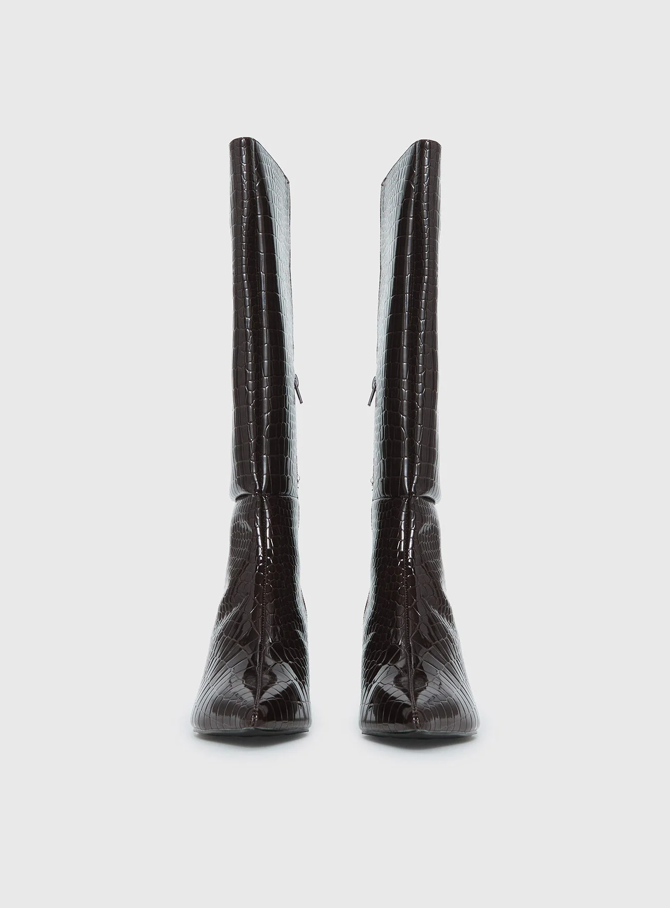 Therapy Dove Knee High Boots Chocolate Croc - Image 3