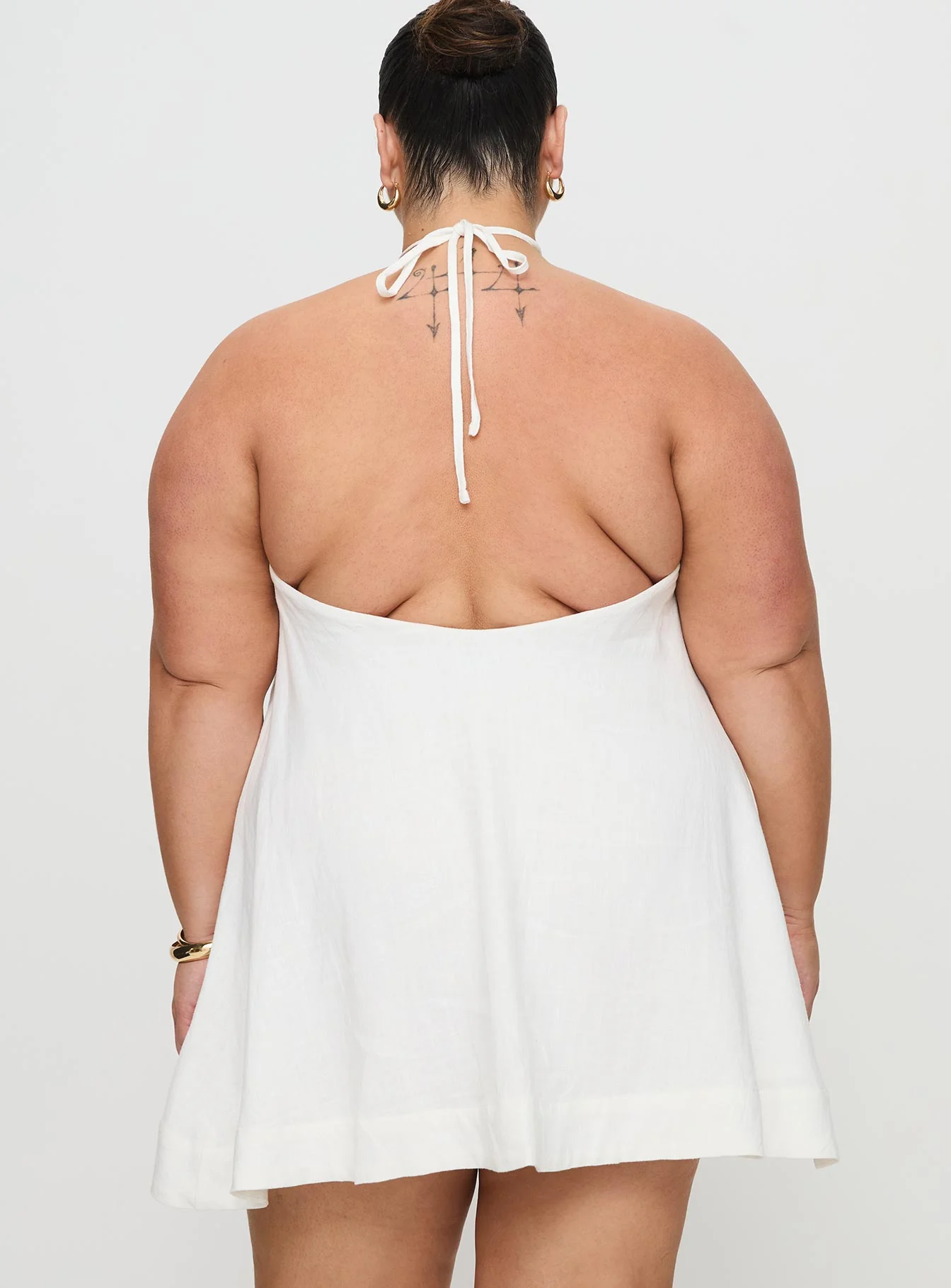 Thomasina Linen Halter Dress White Curve - Image 5
