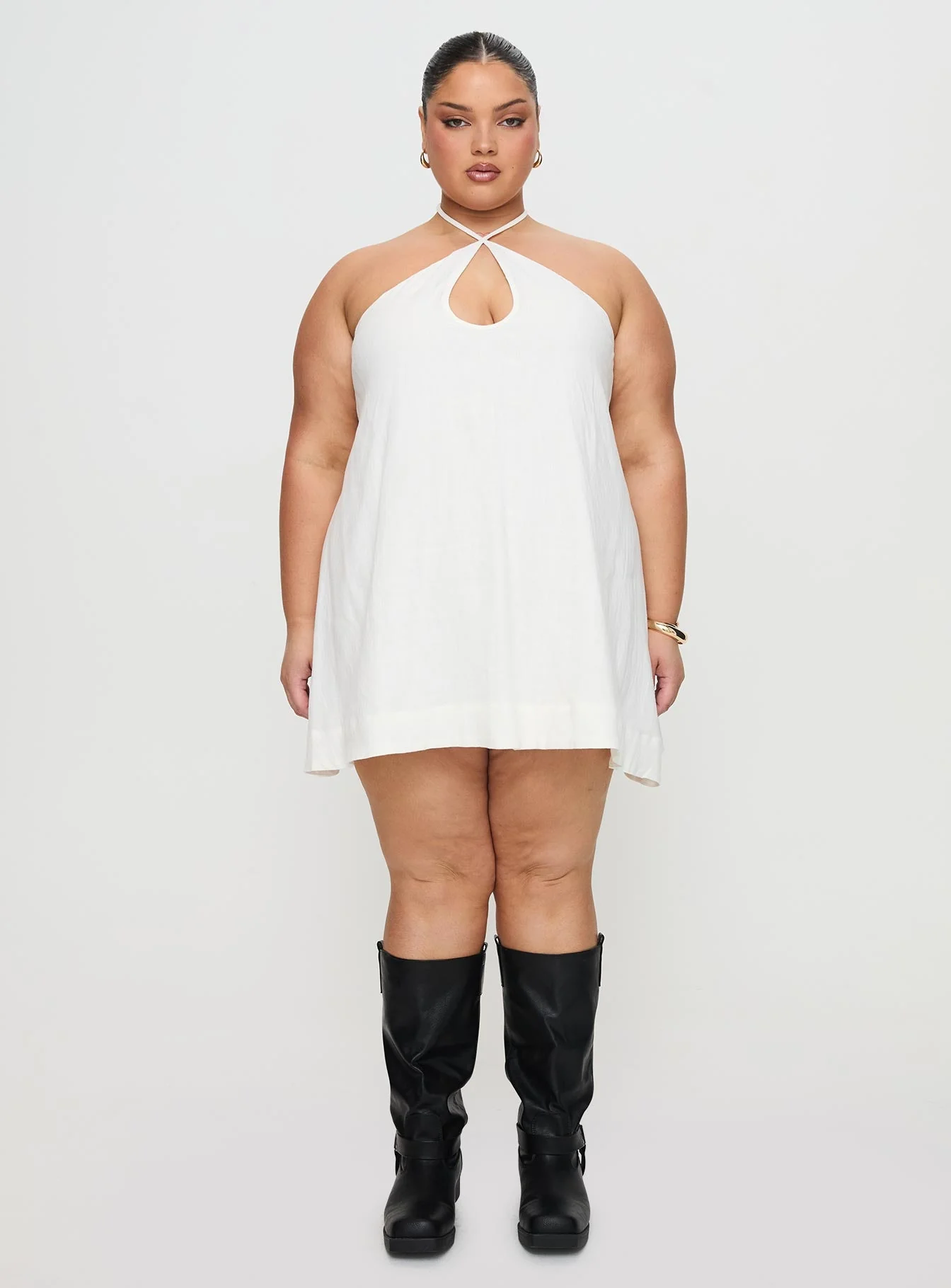 Thomasina Linen Halter Dress White Curve - Image 7