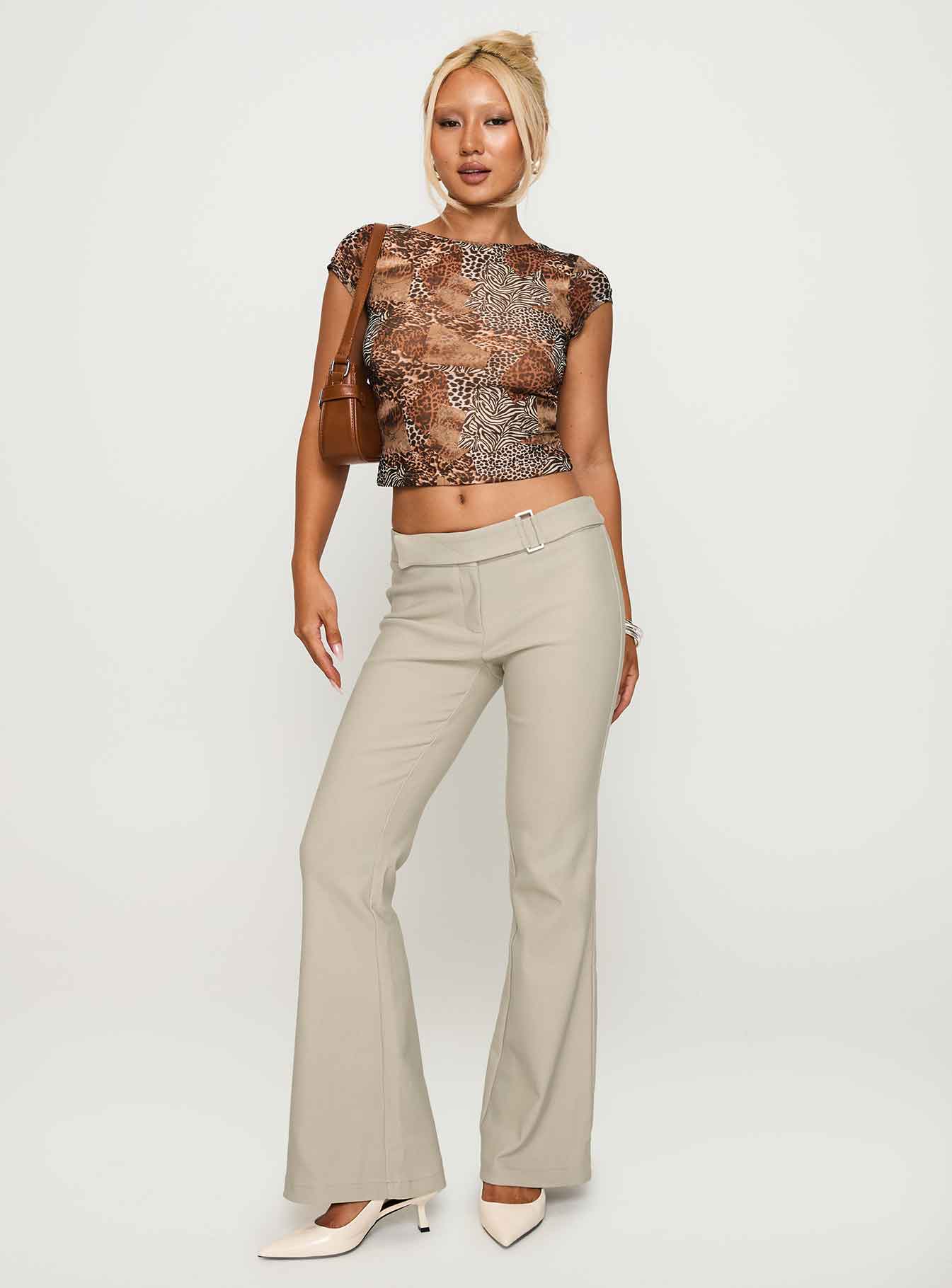 Tied In Short Sleeve Top Leopard - Image 3