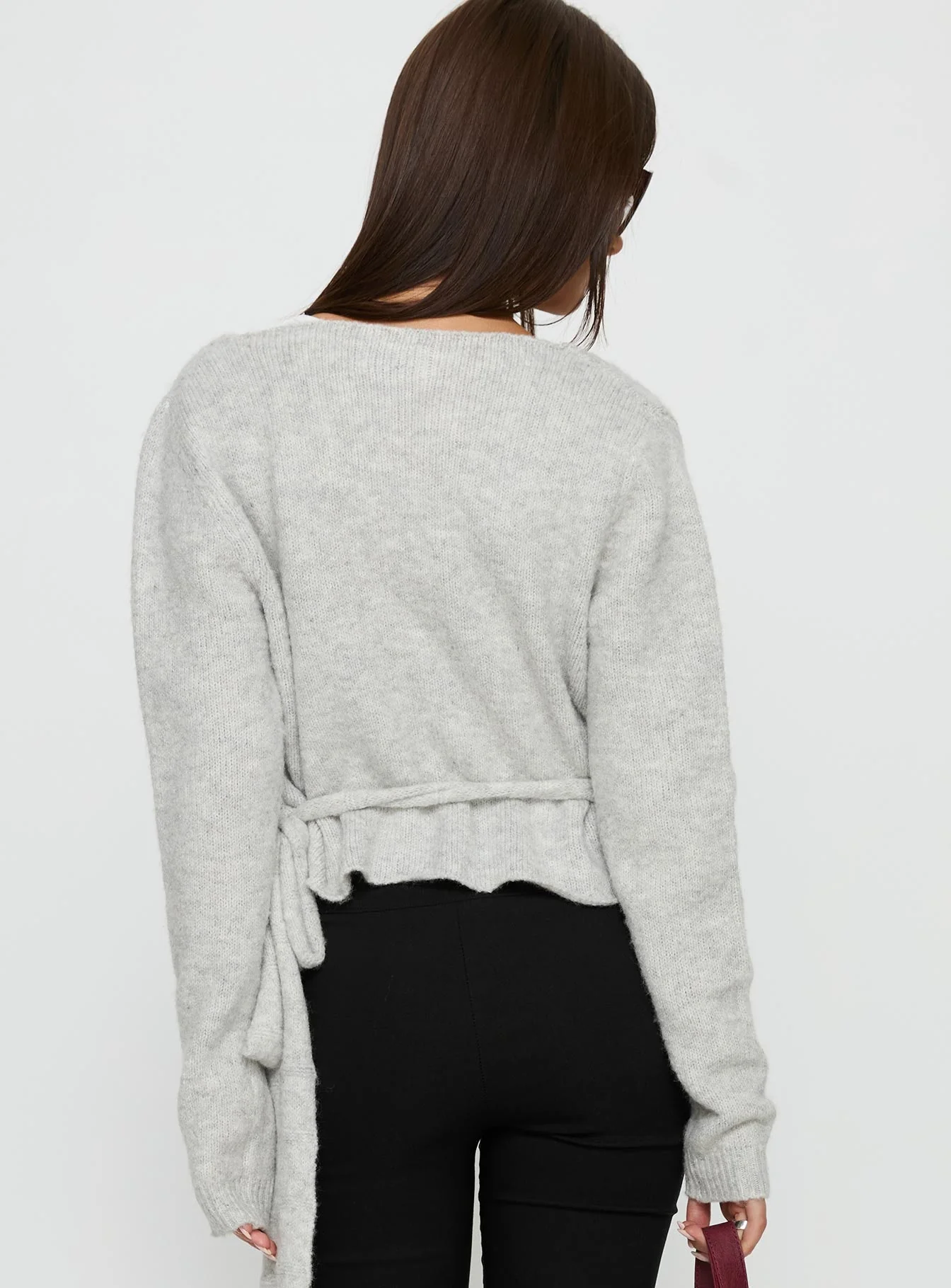 Tonee Wrap Knit Cardigan Grey - Image 5