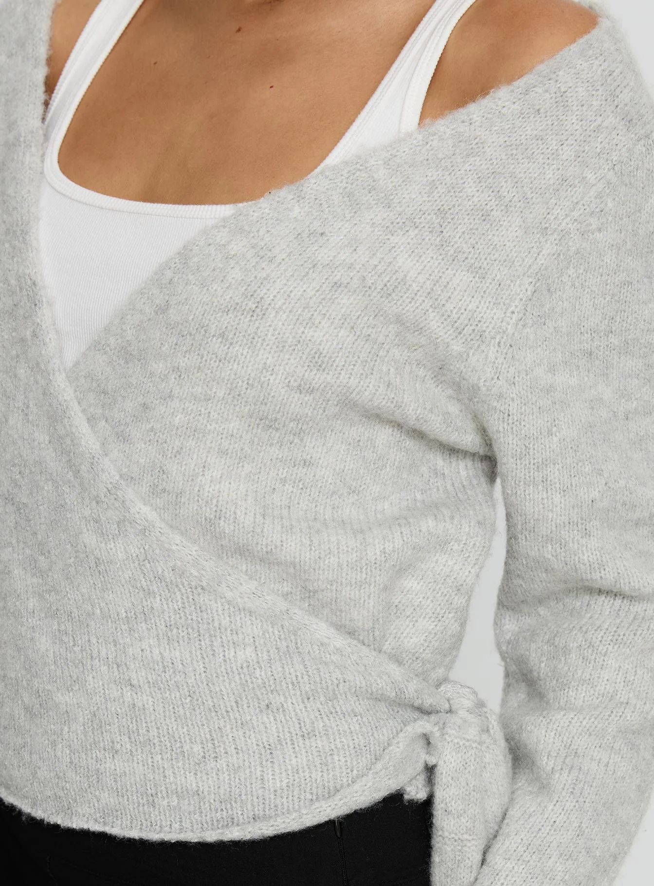Tonee Wrap Knit Cardigan Grey - Image 6