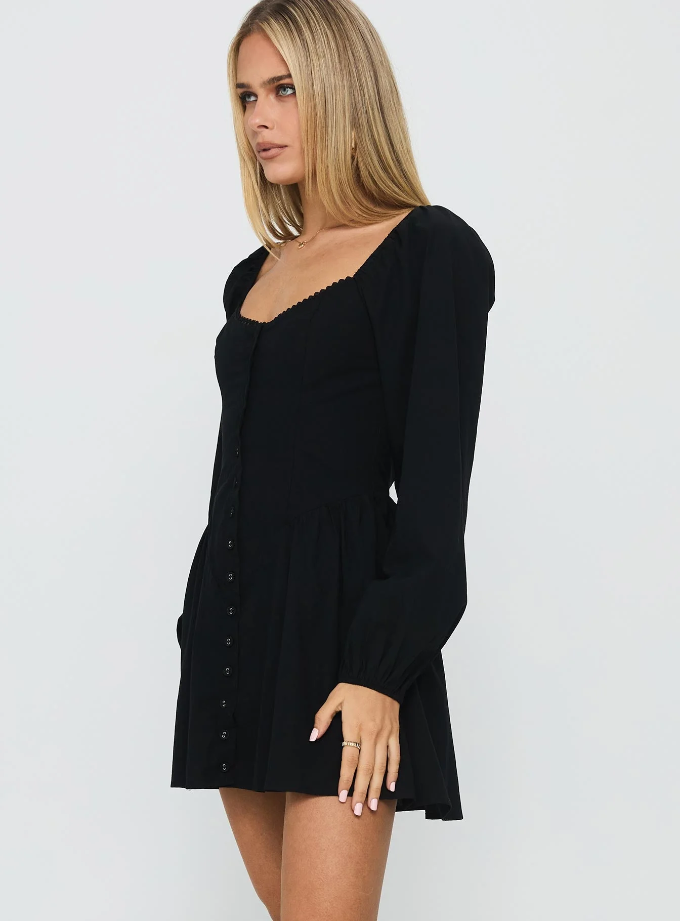 Toulouse Long Sleeve Mini Dress Black - Image 3