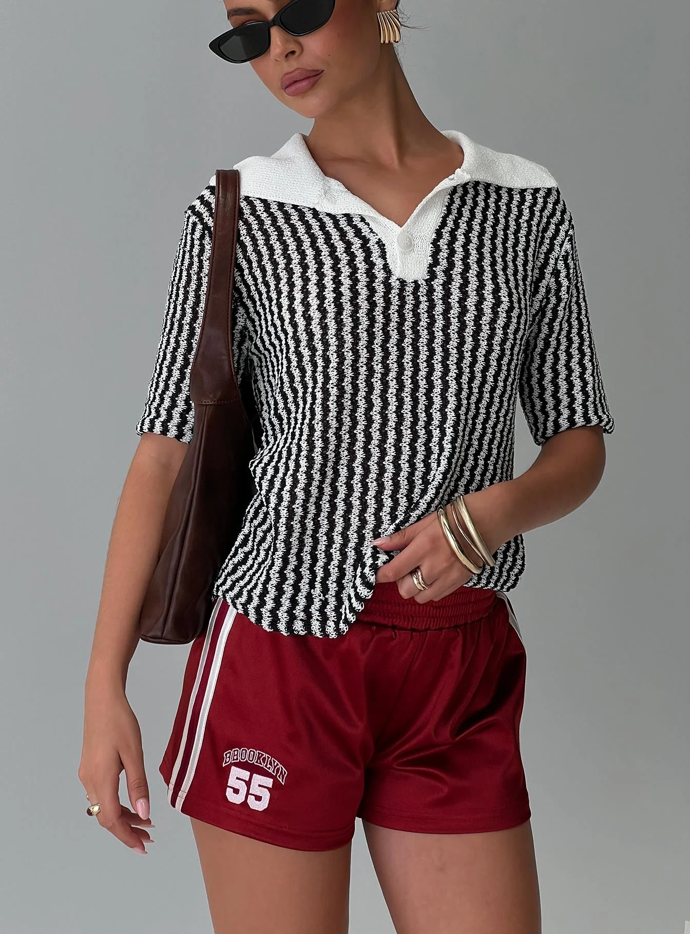 Tristar Collared Top Black