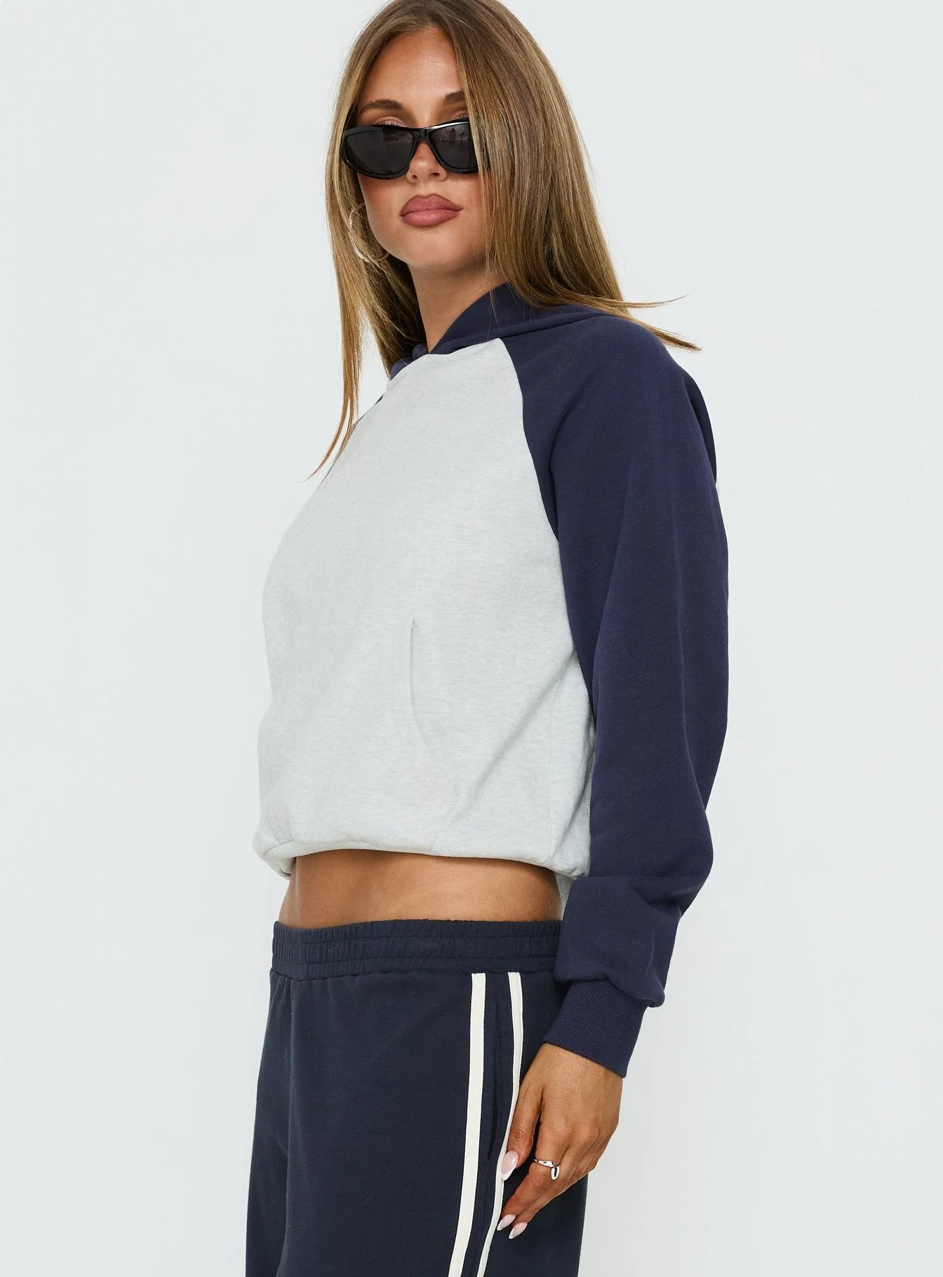 Trooper Contrast Hoodie Navy / Grey - Image 4