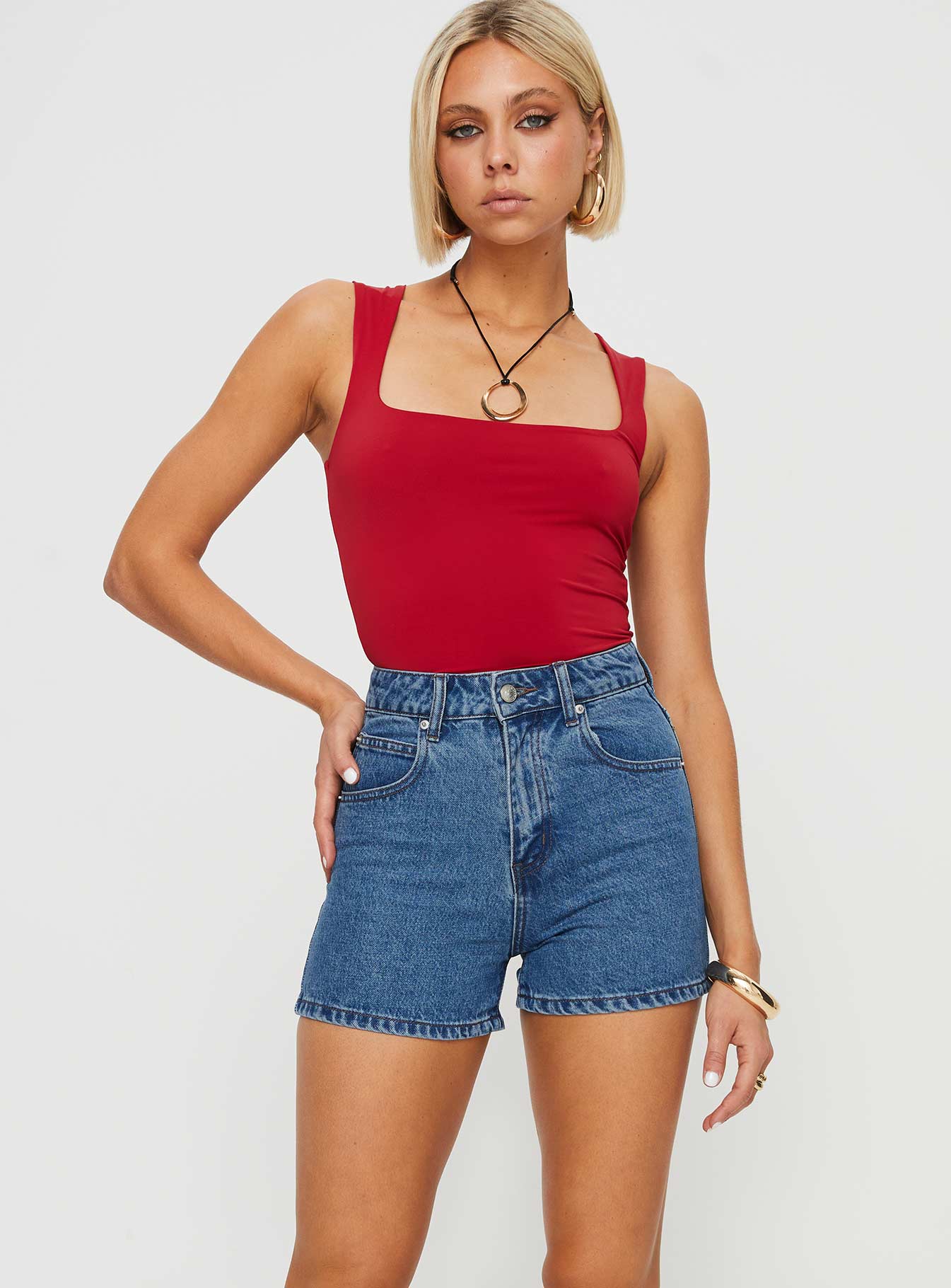 Tropicana Denim Shorts Mid Wash Petite - Image 2