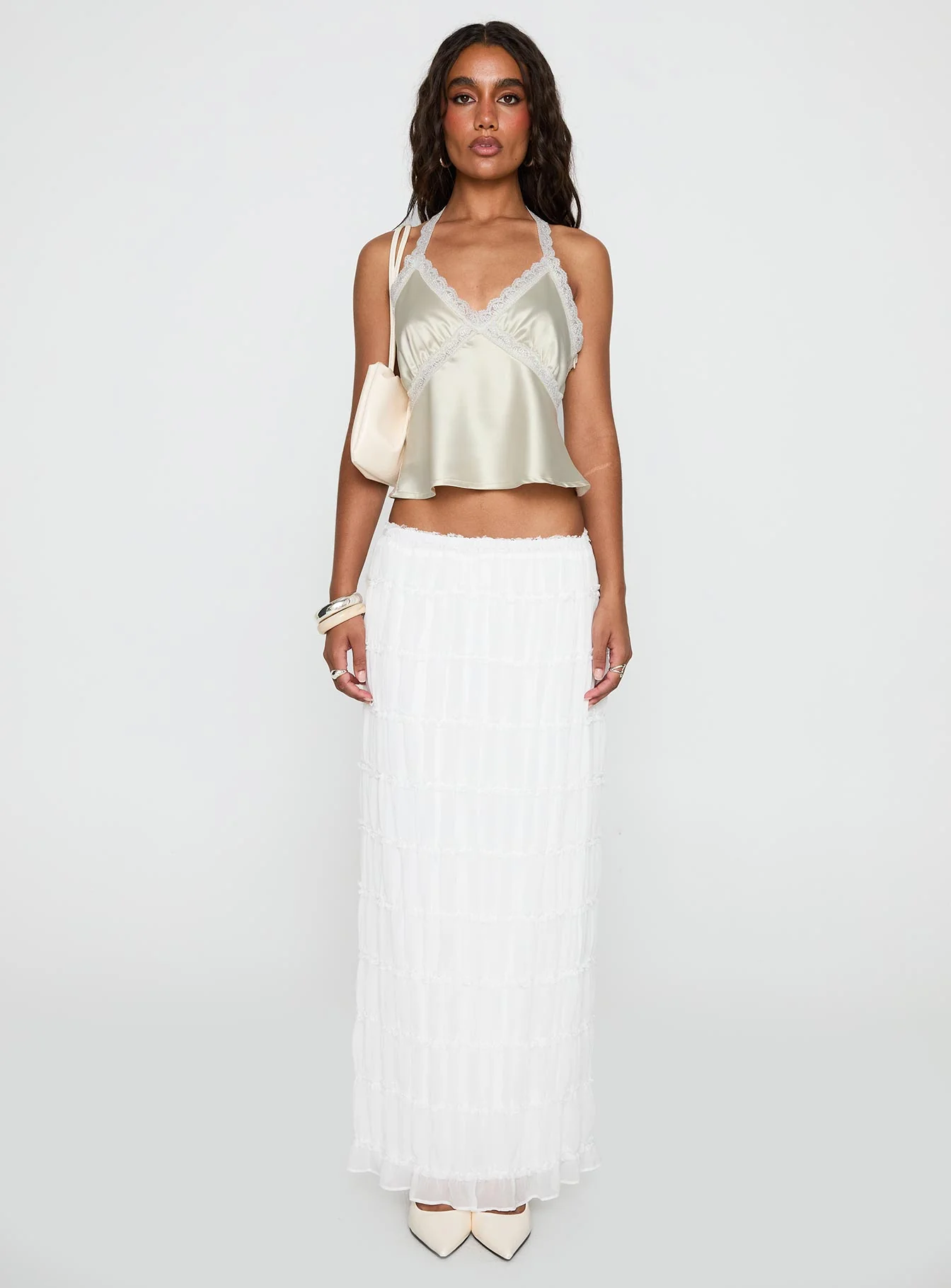 Unlocked Lace Trim Top Beige - Image 7