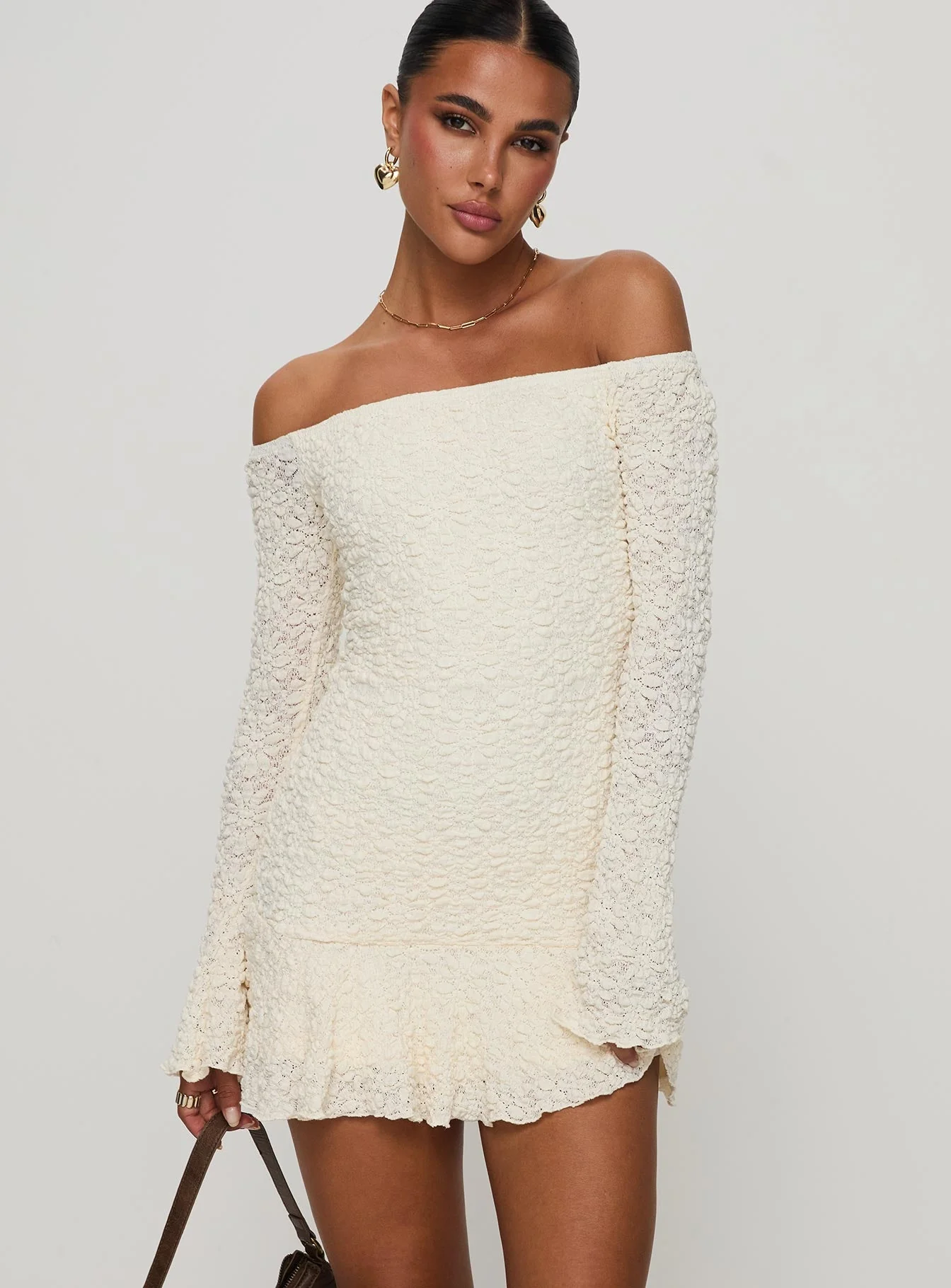Vancesca Off Shoulder Long Sleeve Mini Dress Petite - Image 2