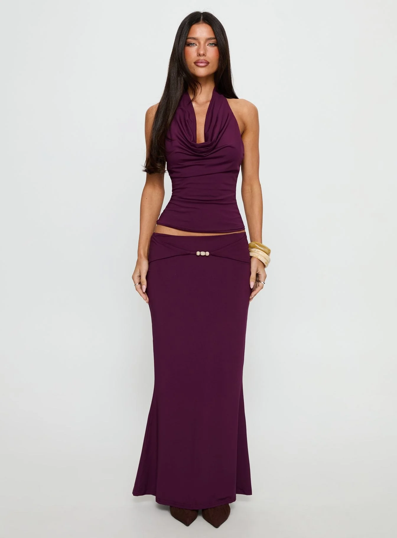 Vanecia Plunge Neck Halter Top Purple - Image 7