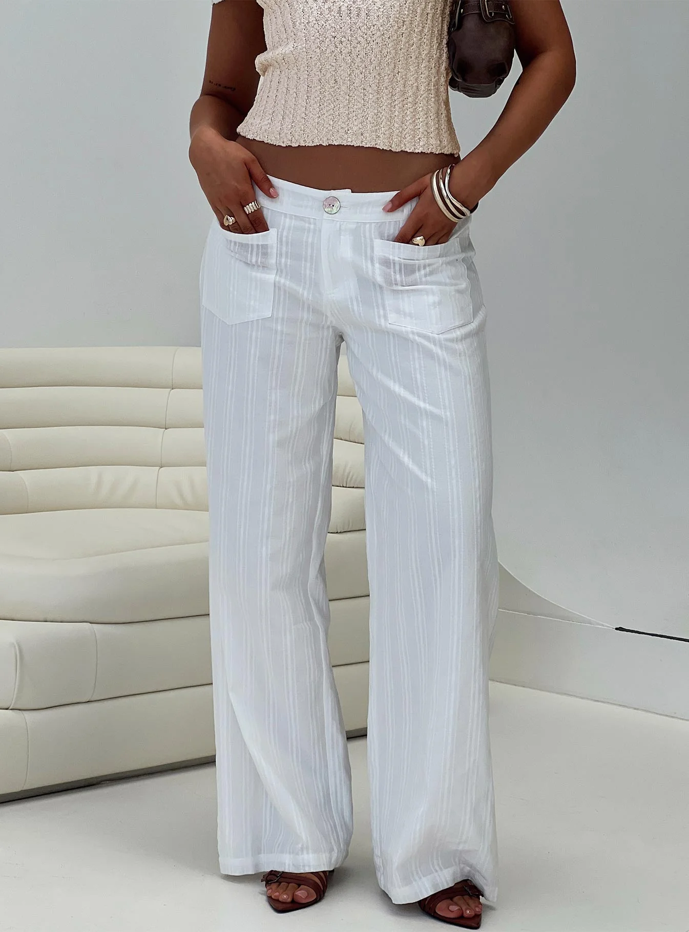 Vendi Low Rise Pant White - Image 8