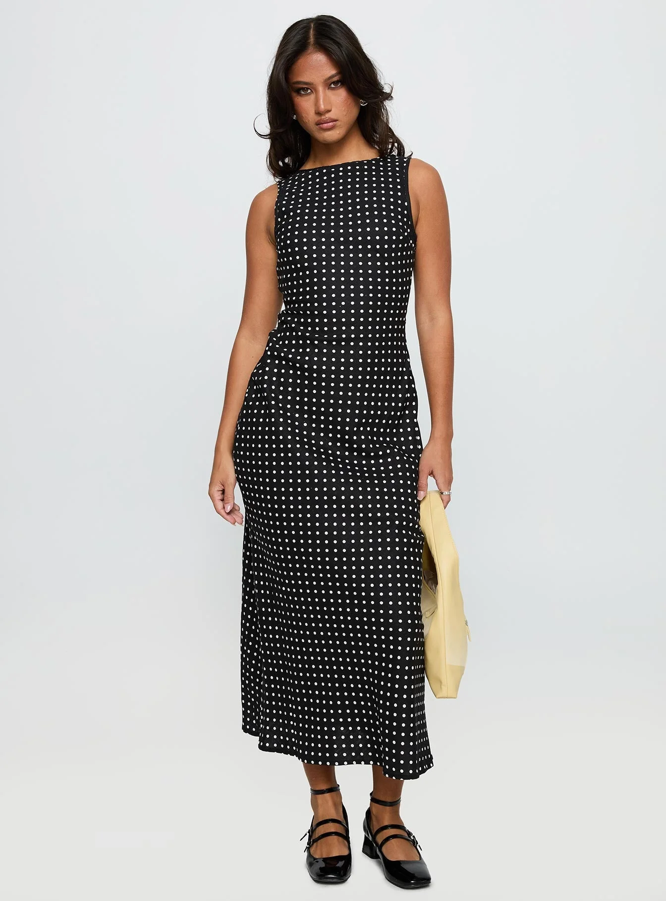 Voyager Linen Blend Midi Dress Black Polka - Image 2