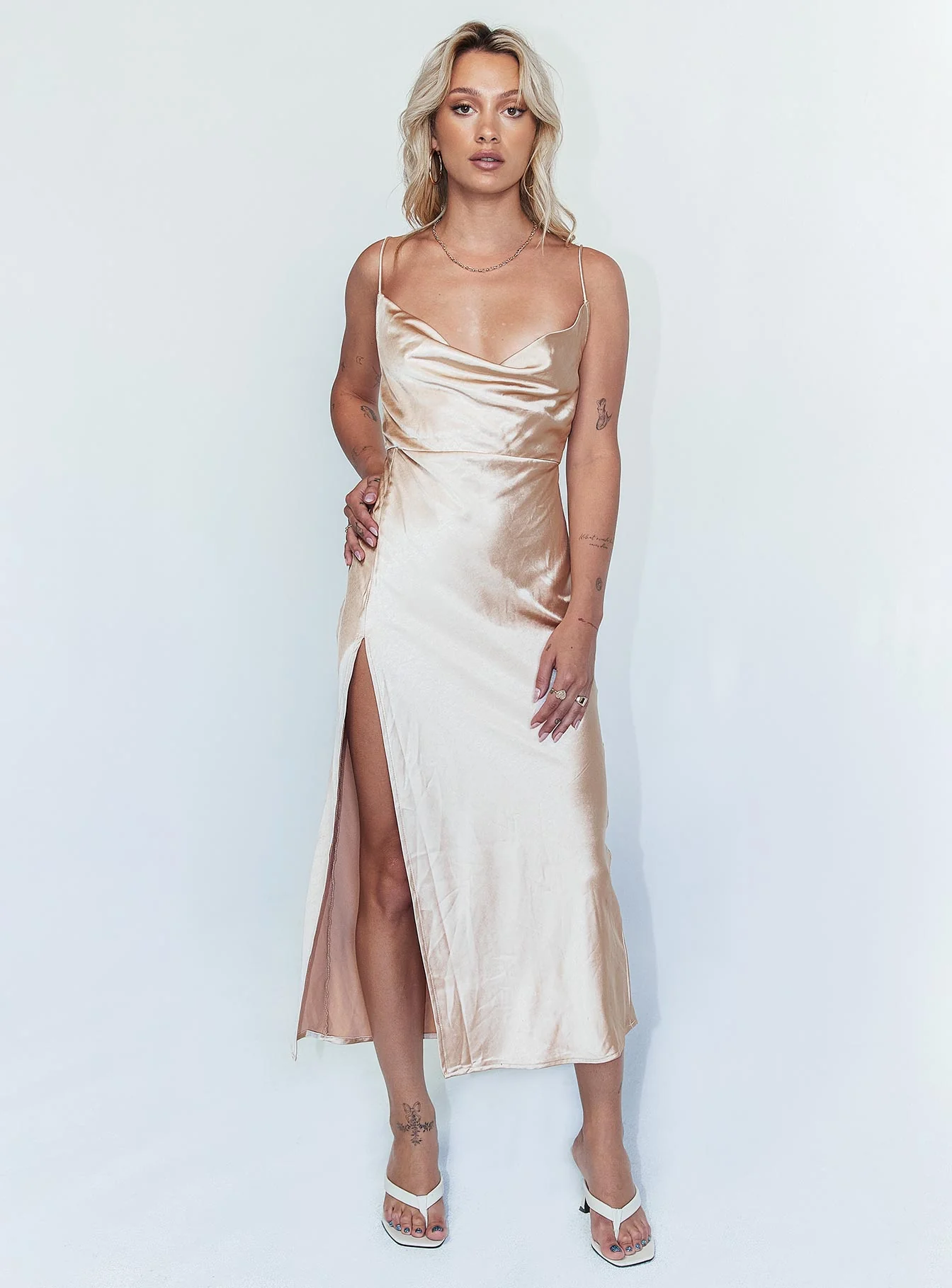 Walk The Line Maxi Dress Champagne - Image 2