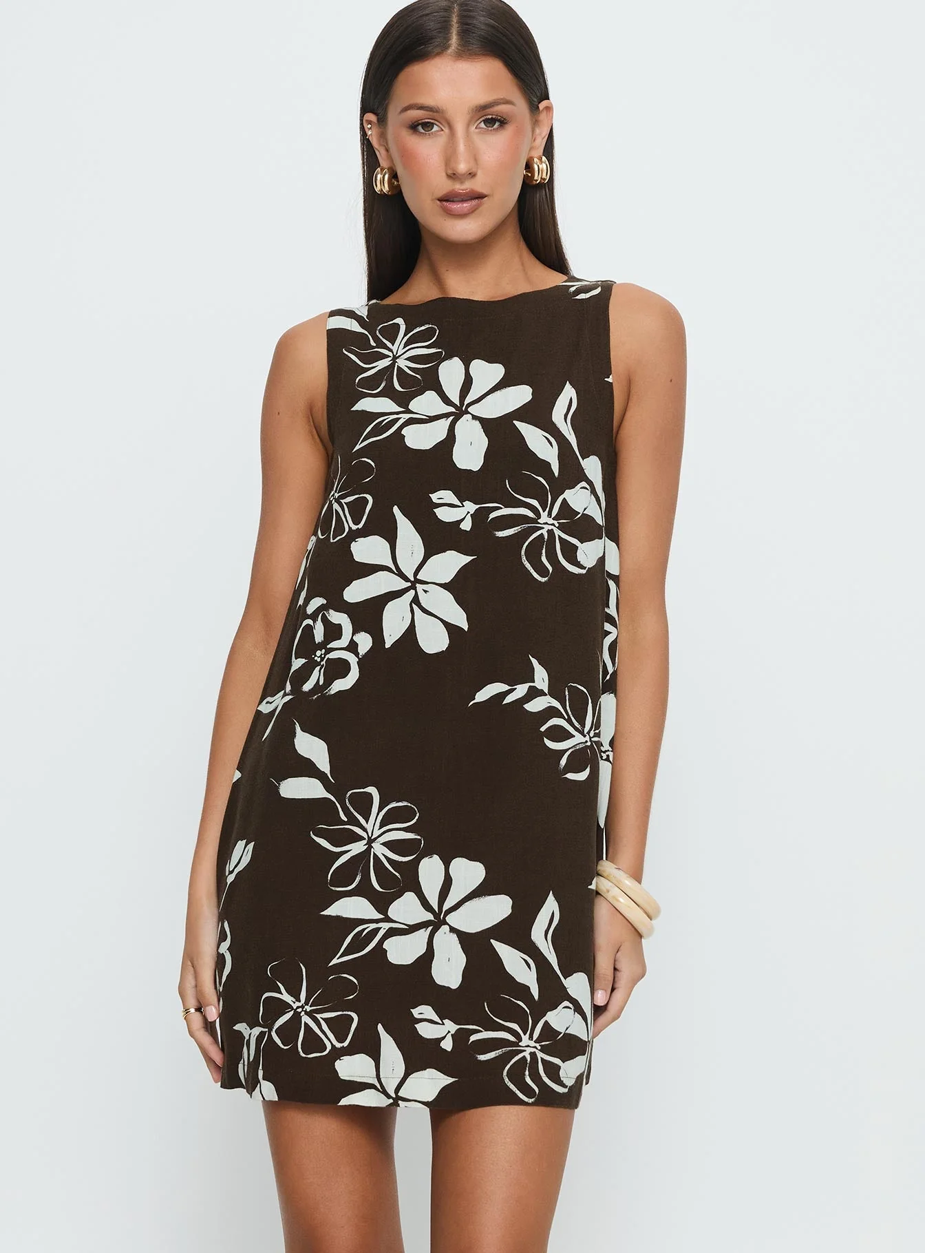 We Could Go Mini Dress Brown Floral - Image 2