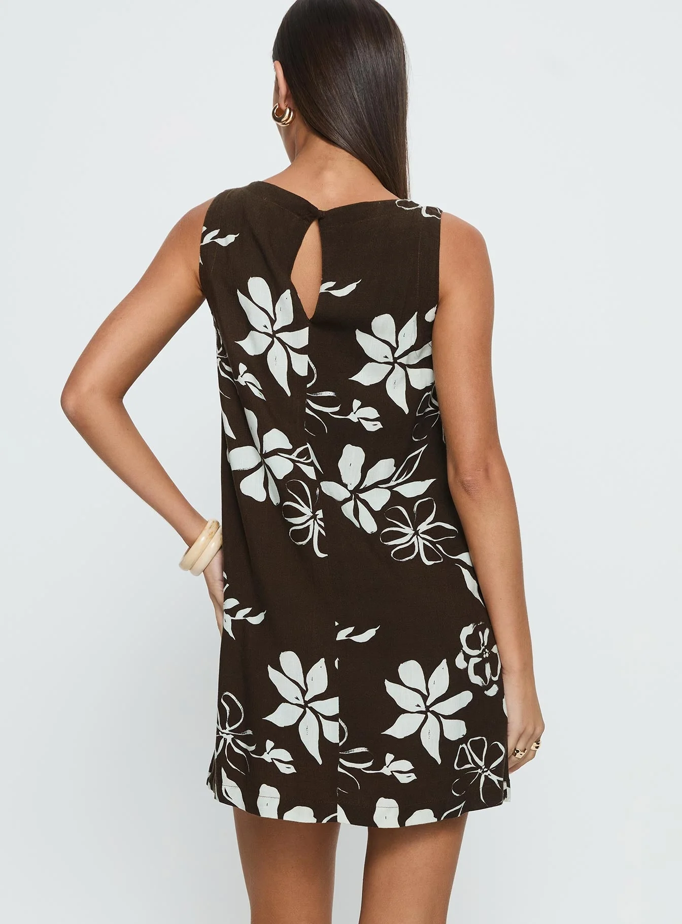 We Could Go Mini Dress Brown Floral - Image 5