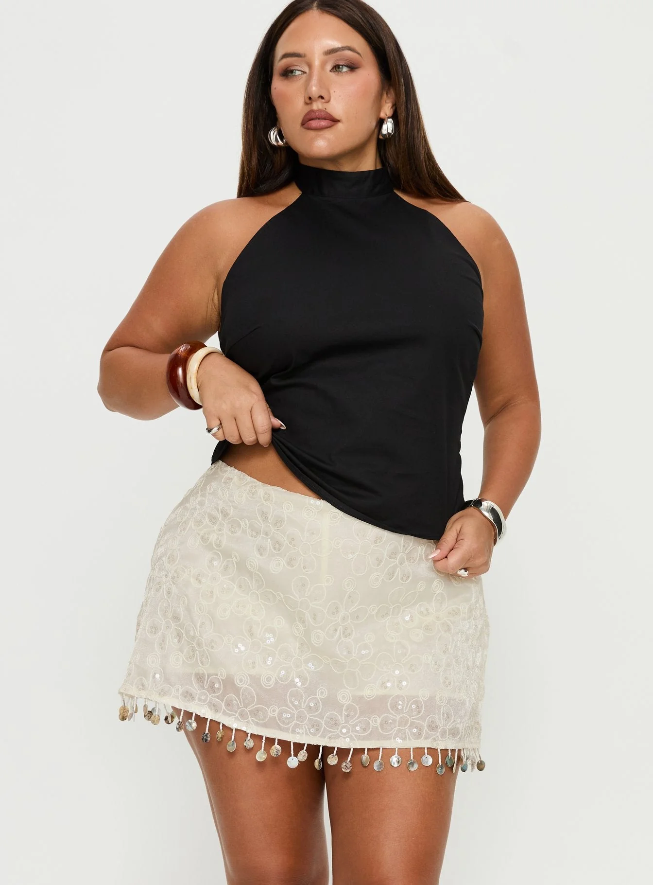 We Made It Sequin Skort Cream Curve - Image 2