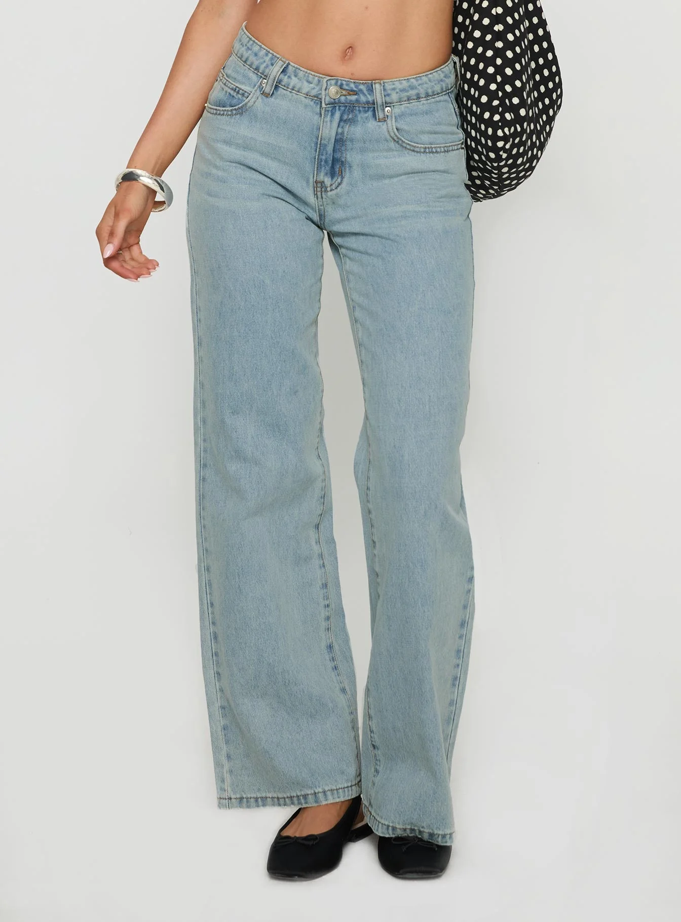 West End Girl Mid Rise Straight Leg Jeans Light Blue Wash - Image 2