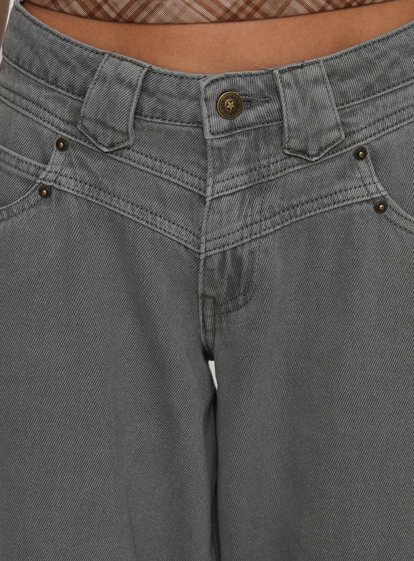 West Side Mid Rise Wide Leg Jeans Grey Wash - Image 10