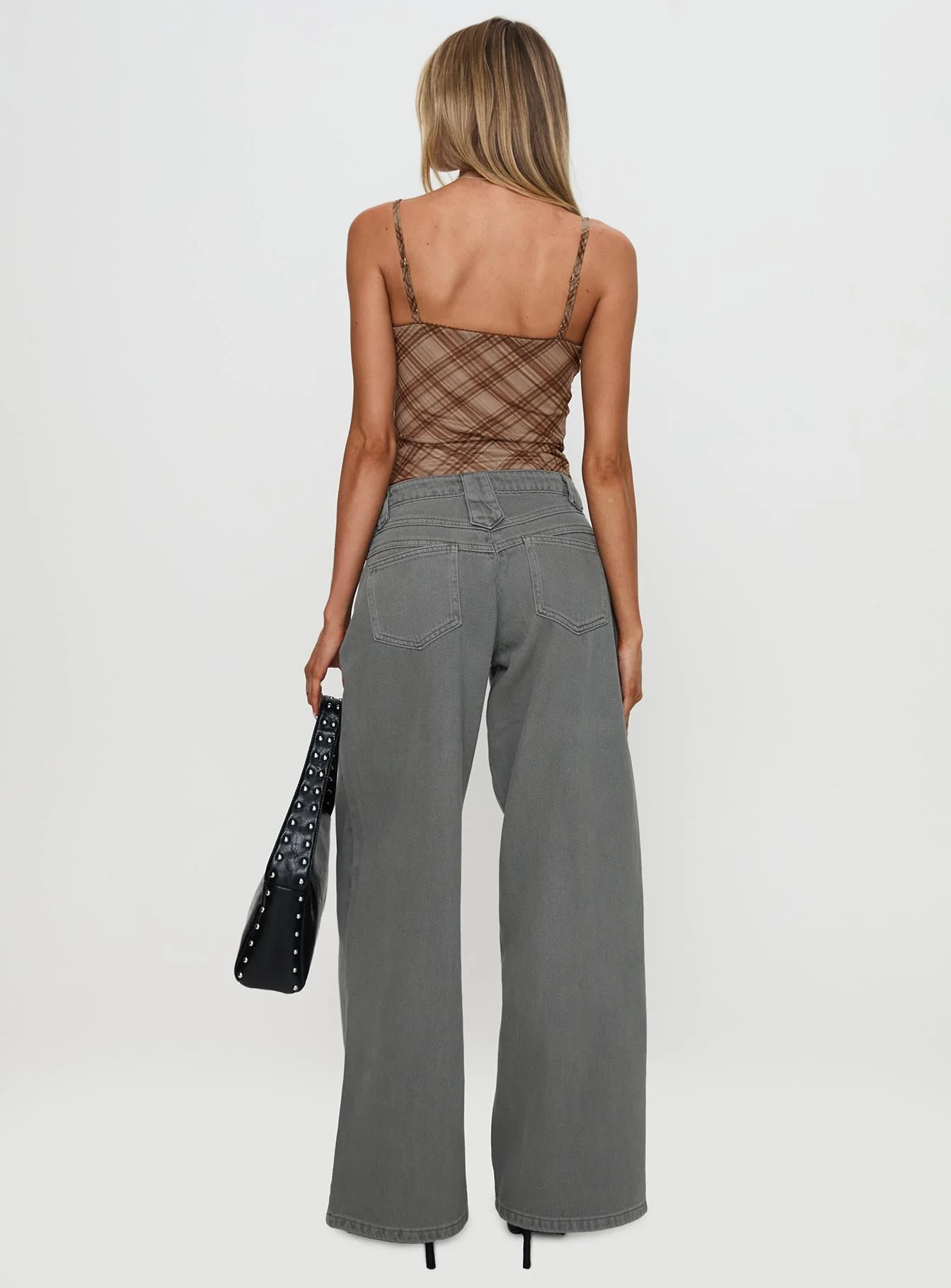 West Side Mid Rise Wide Leg Jeans Grey Wash - Image 9