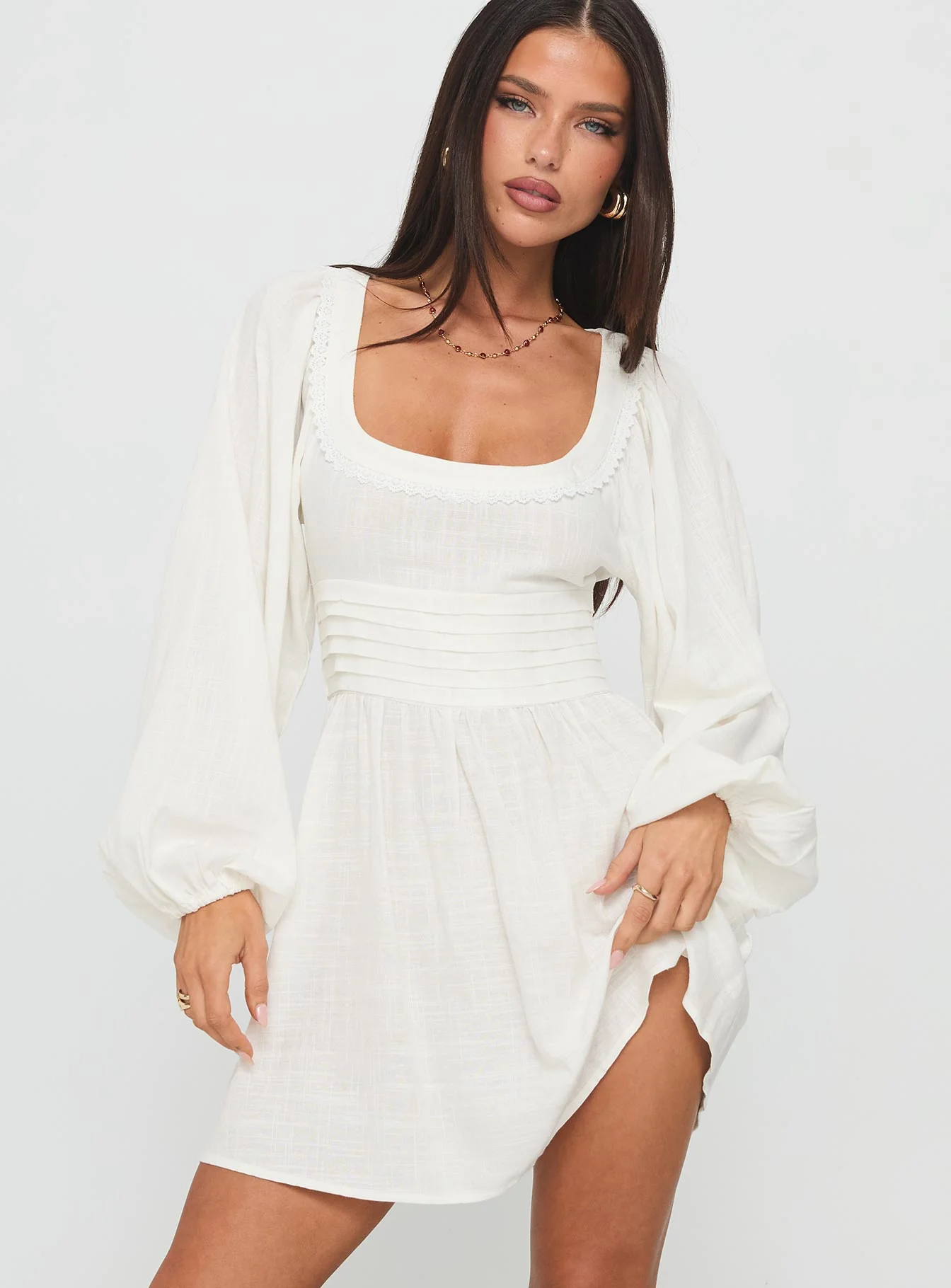 Weyes Long Sleeve Mini Dress White - Image 2