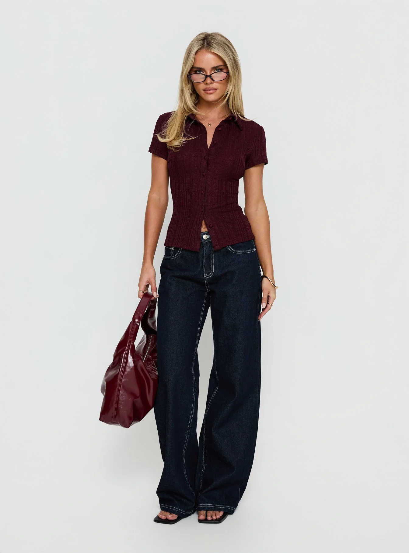 When You Sleep Short Sleeve Top Wine - Image 2