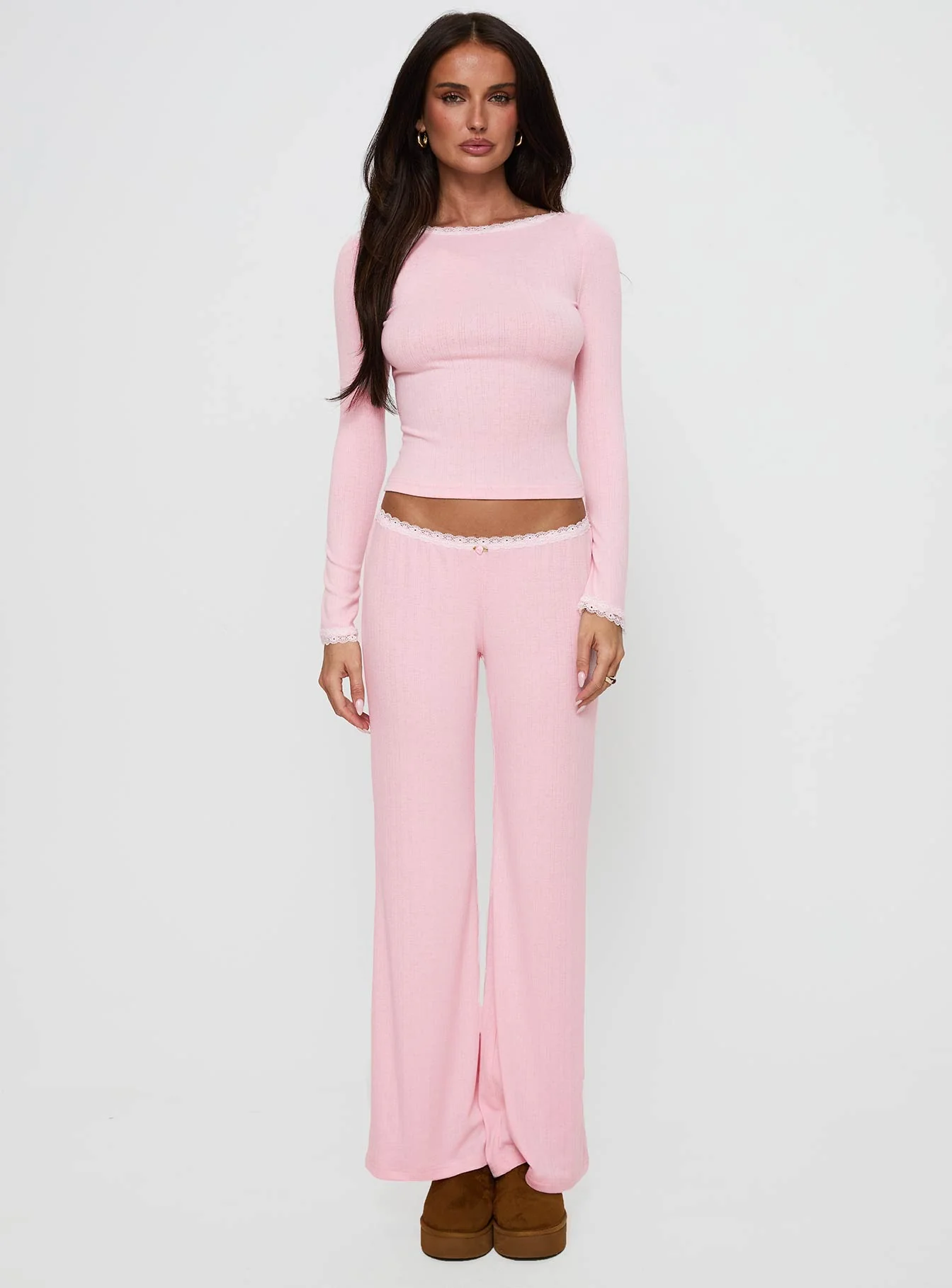 Whimsie Long Sleeve Sleep Top Pink - Image 7