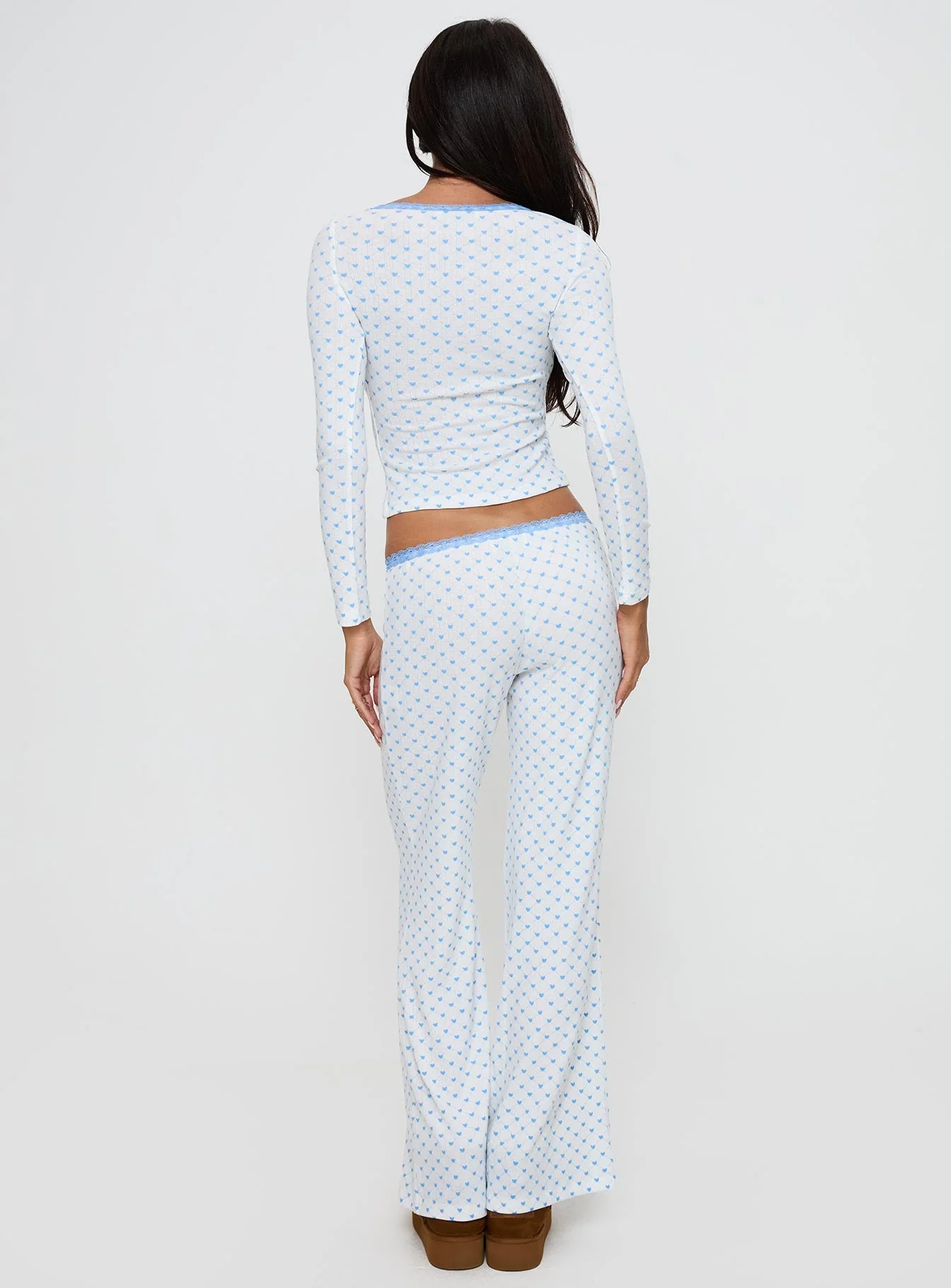 Whimsie Pointelle Sleep Pants Blue / White - Image 5