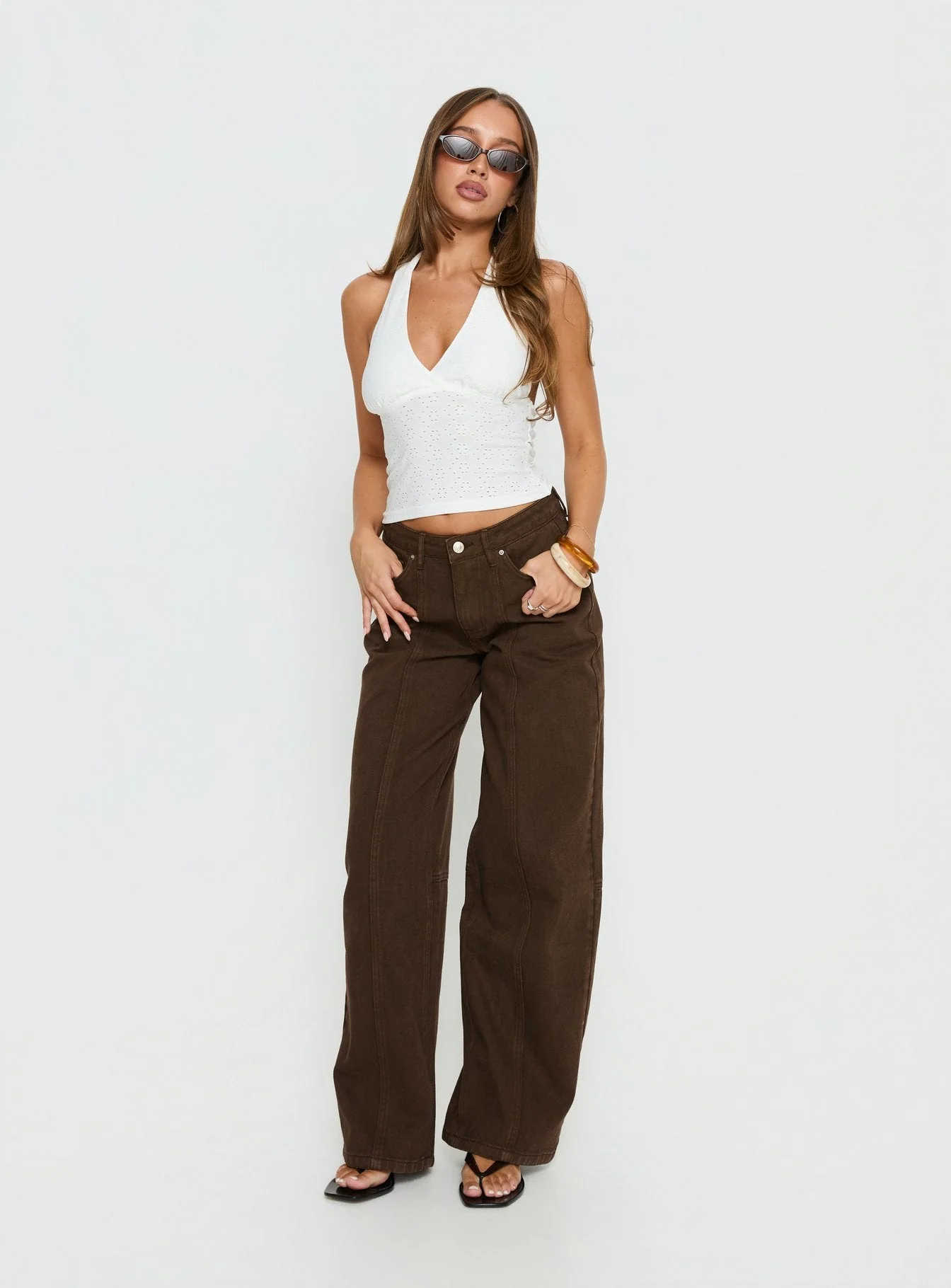 Whimsy Embroidered Halter Top White - Image 3
