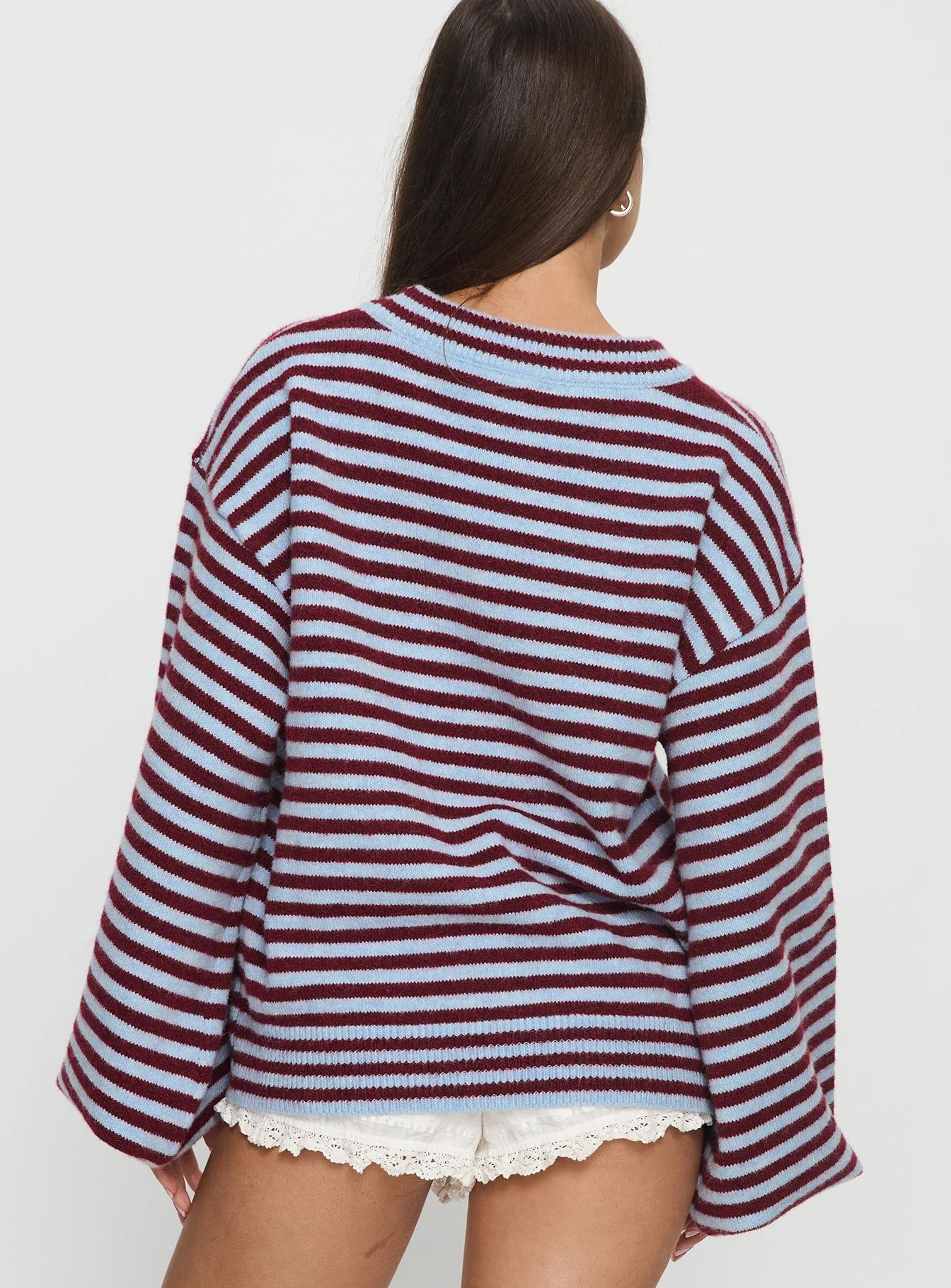 Winter Stroll Knit Sweater Blue Stripe - Image 5