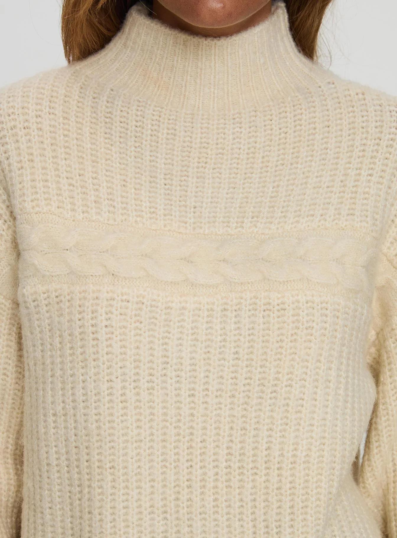Wistfully Funnel Neck Knit Sweater Cream - Image 5