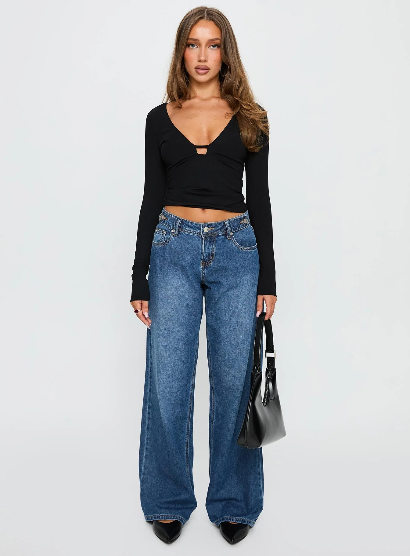 Wolfe Low Rise Straight Leg Jeans Dark Blue Wash