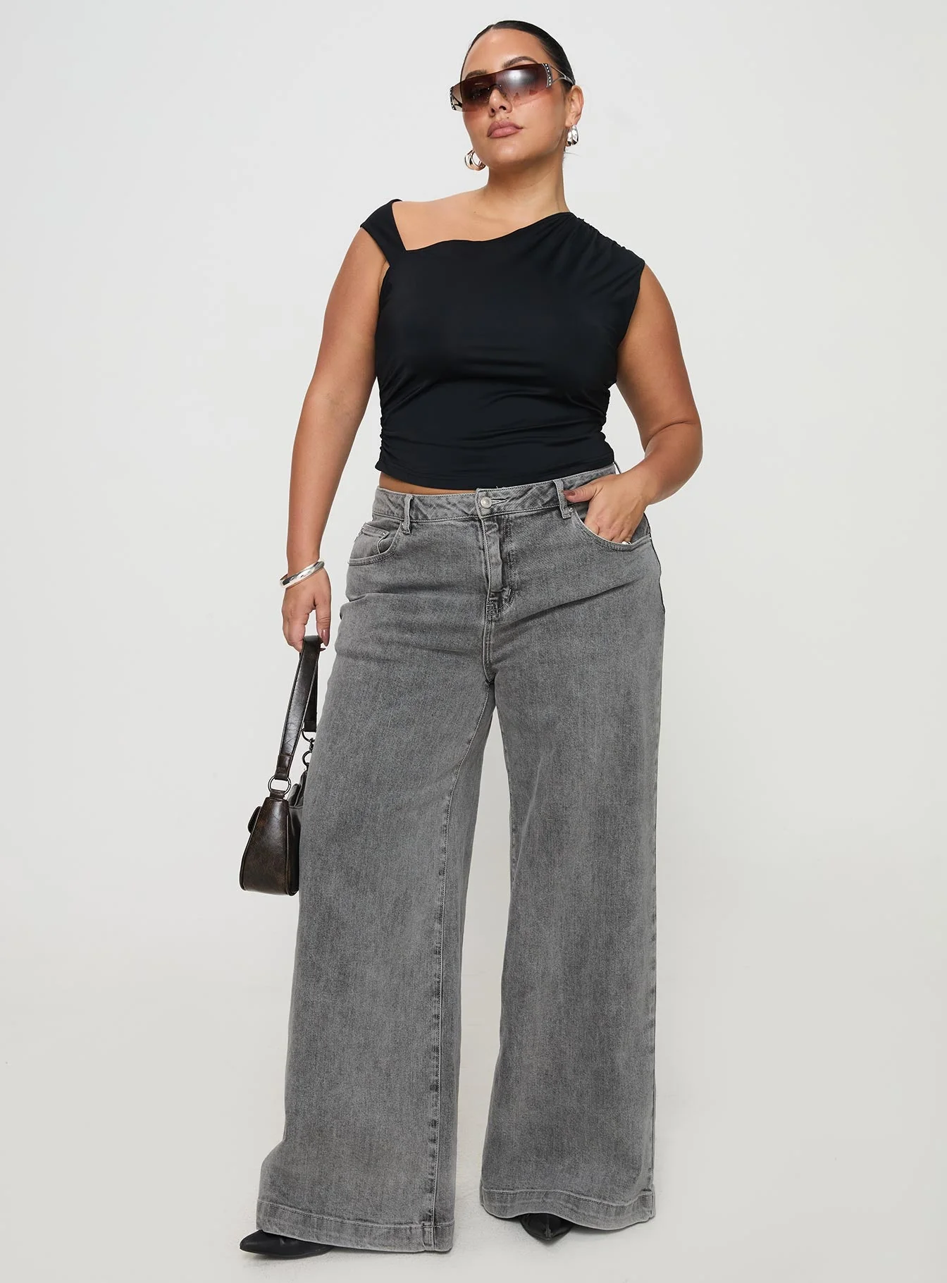 Wolfie High Rise Wide Leg Slouchy Jeans Steel Curve - Image 3