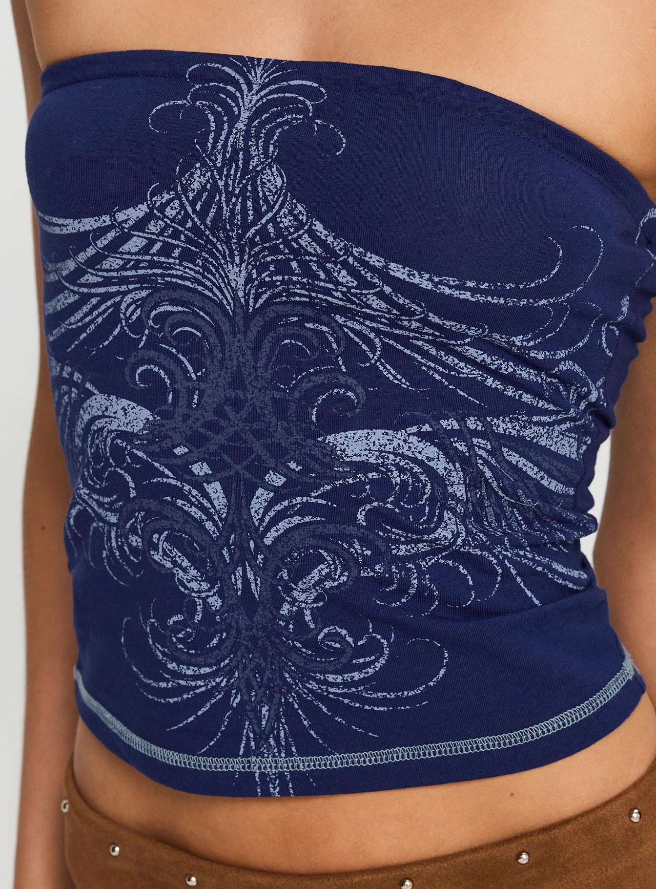 Y2K Grunge Strapless Top Blue - Image 6