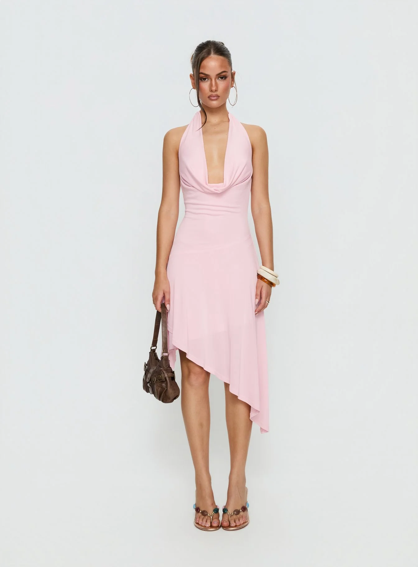 Yesina Halter Jersey Midi Dress Pink - Image 7
