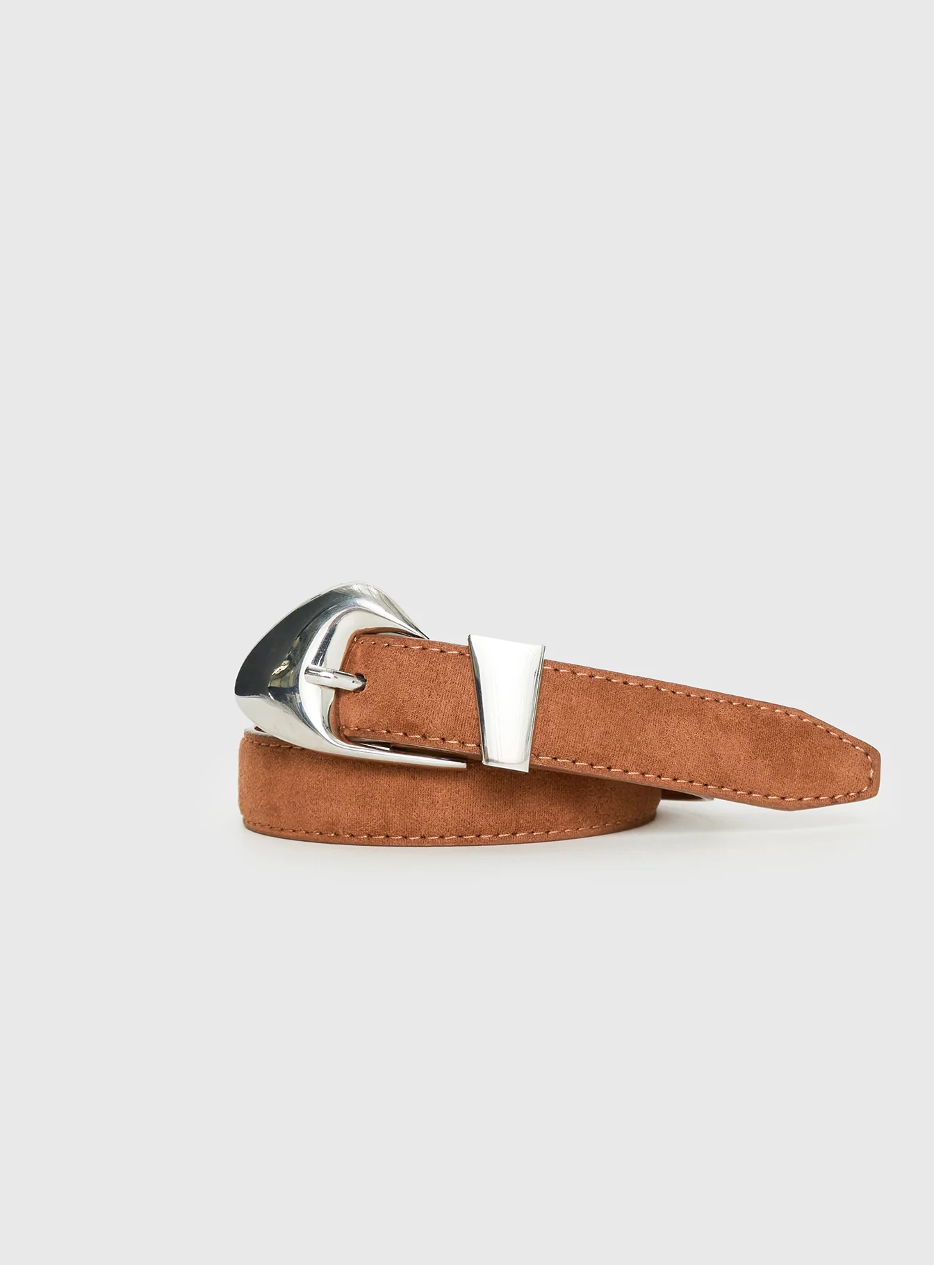 You're Strong Belt Faux Suede Brown / Silver - Image 2