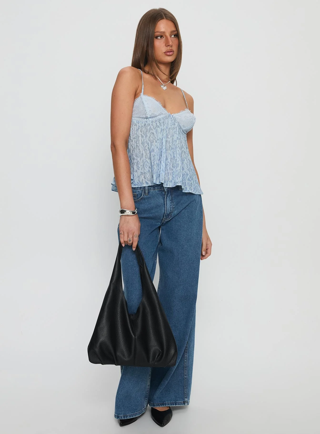 Zami Pleat Top Blue Floral - Image 3