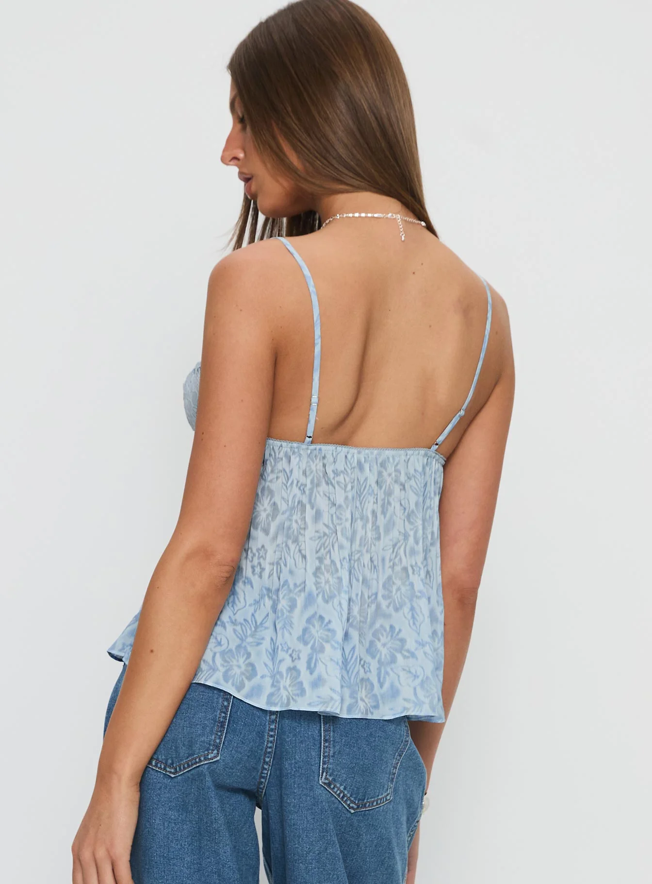 Zami Pleat Top Blue Floral - Image 5