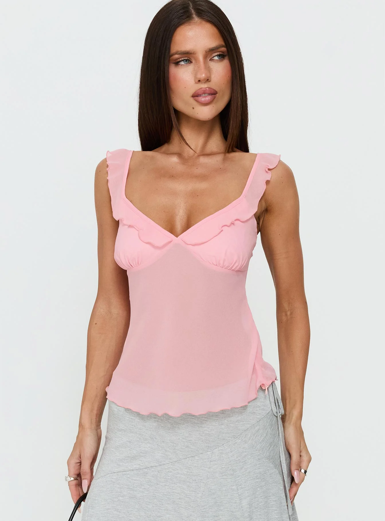 Zayliah Frill Detail Top Pink - Image 2