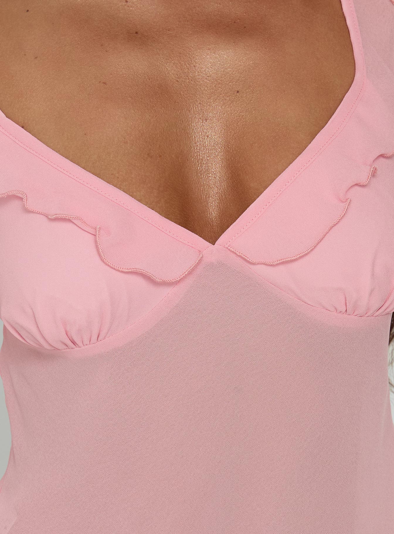 Zayliah Frill Detail Top Pink - Image 6