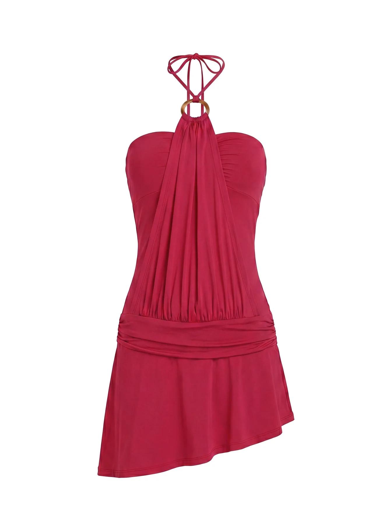 Zenn Ring Detail Draped Playsuit Red - Image 11