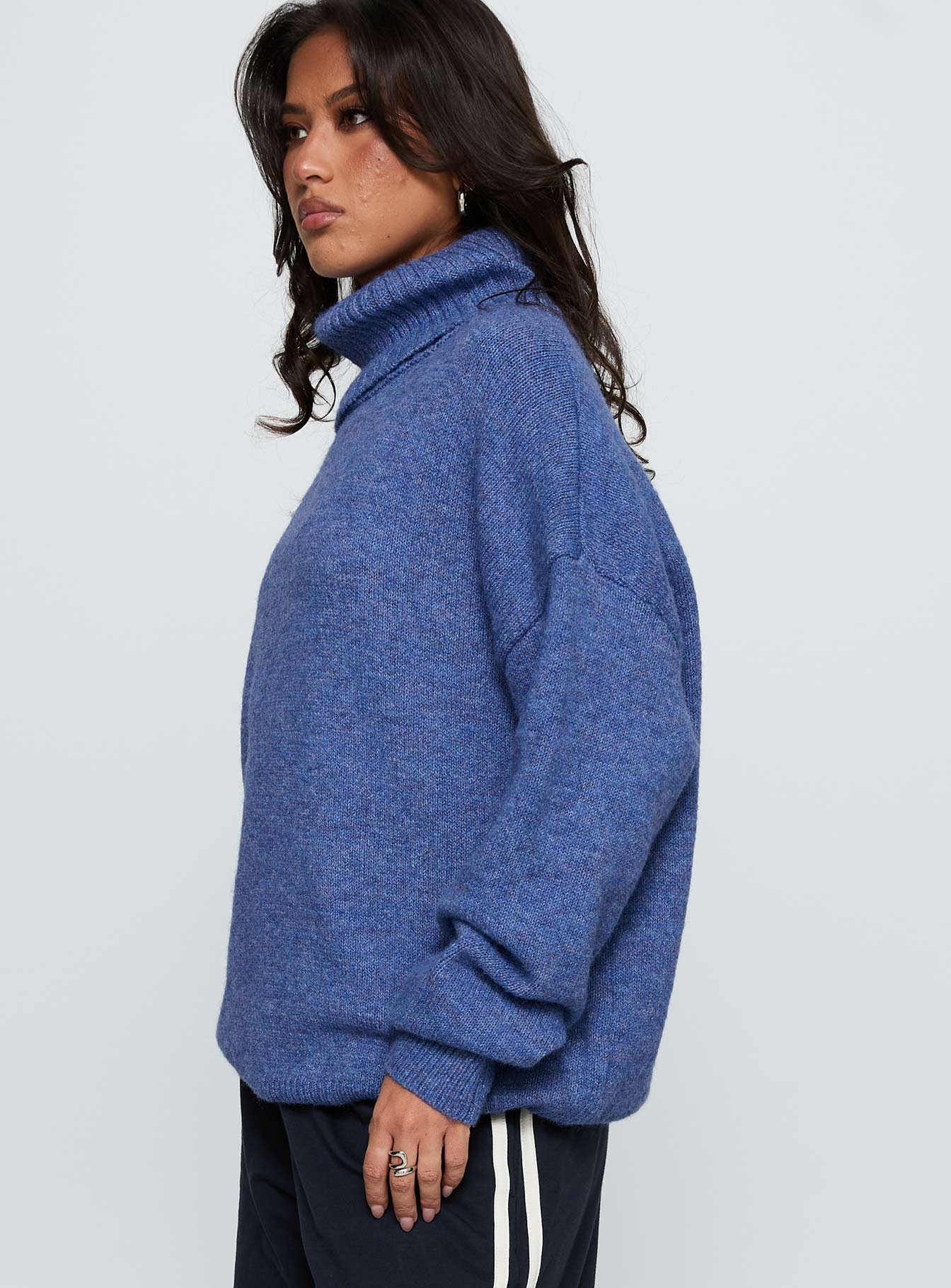 Zephry Turtleneck Knit Sweater Blue - Image 3