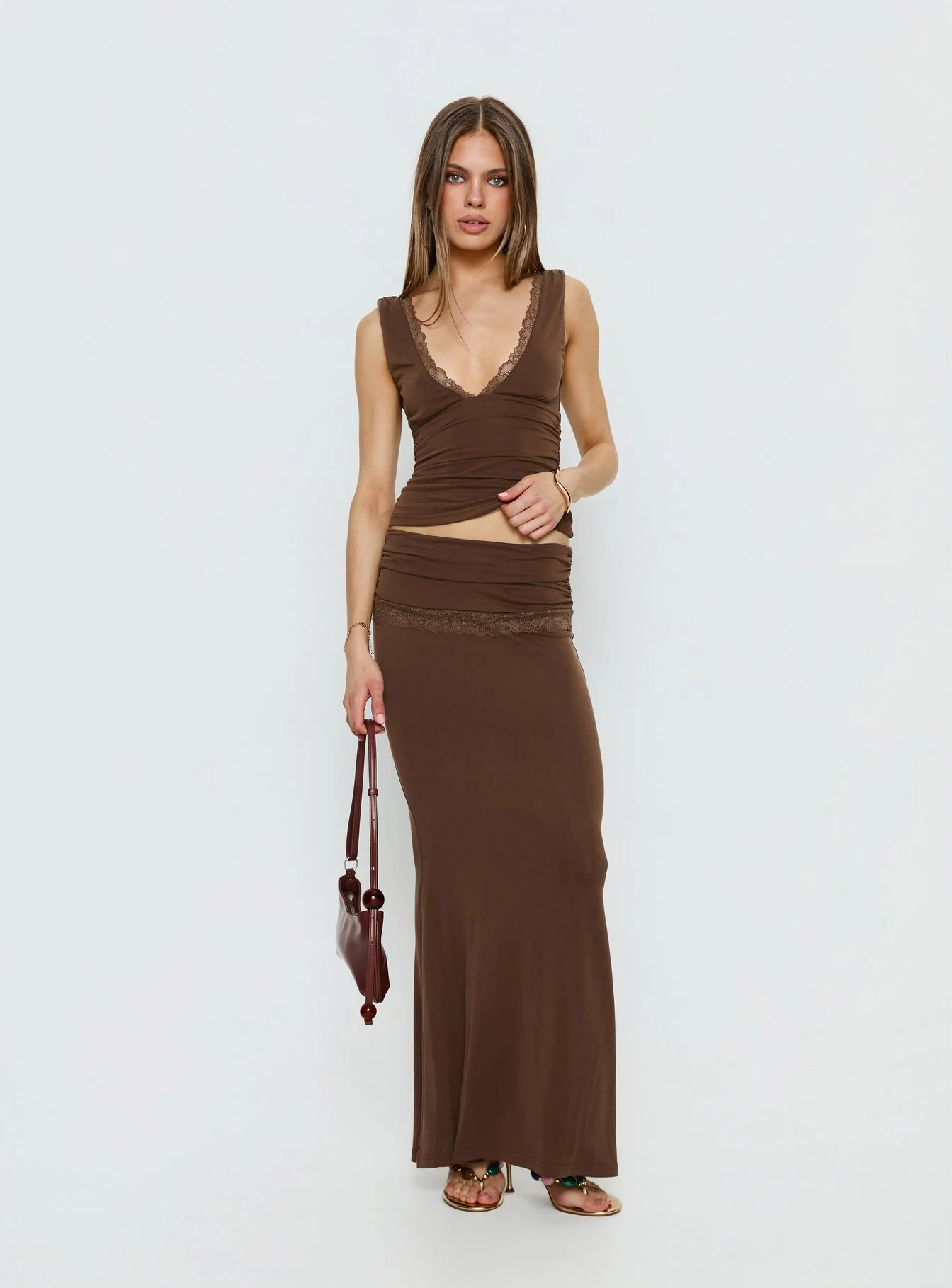 Zespri Jersey Maxi Skirt Brown - Image 3