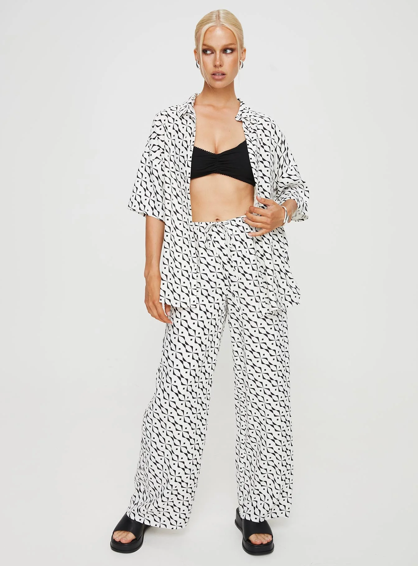Zodiac Linen Blend Pants Black / White - Image 6