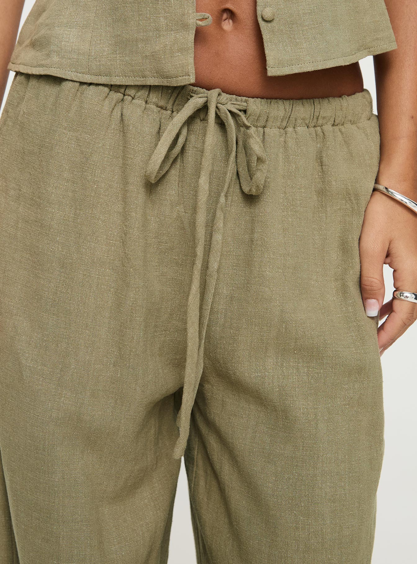 Zodiac Linen Blend Pants Olive - Image 6